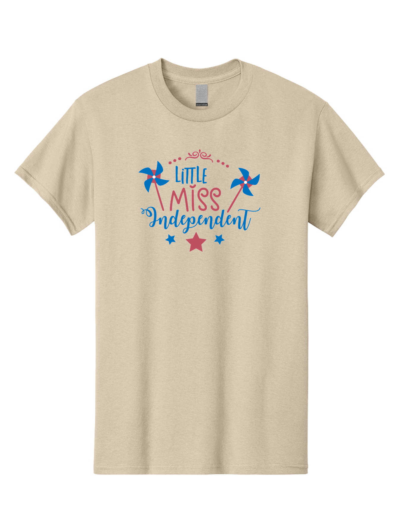 Little-Miss-Independent Men'S Graphic Tee, 100% Cotton, Comfortable Casual Summer Wear, Machine Washable, 4Th Of July, Independence Day, Little Miss Independent, Pinwheels, Stars, Patriotic Theme, Kids Design, Pink And Blue Colors, Aac957