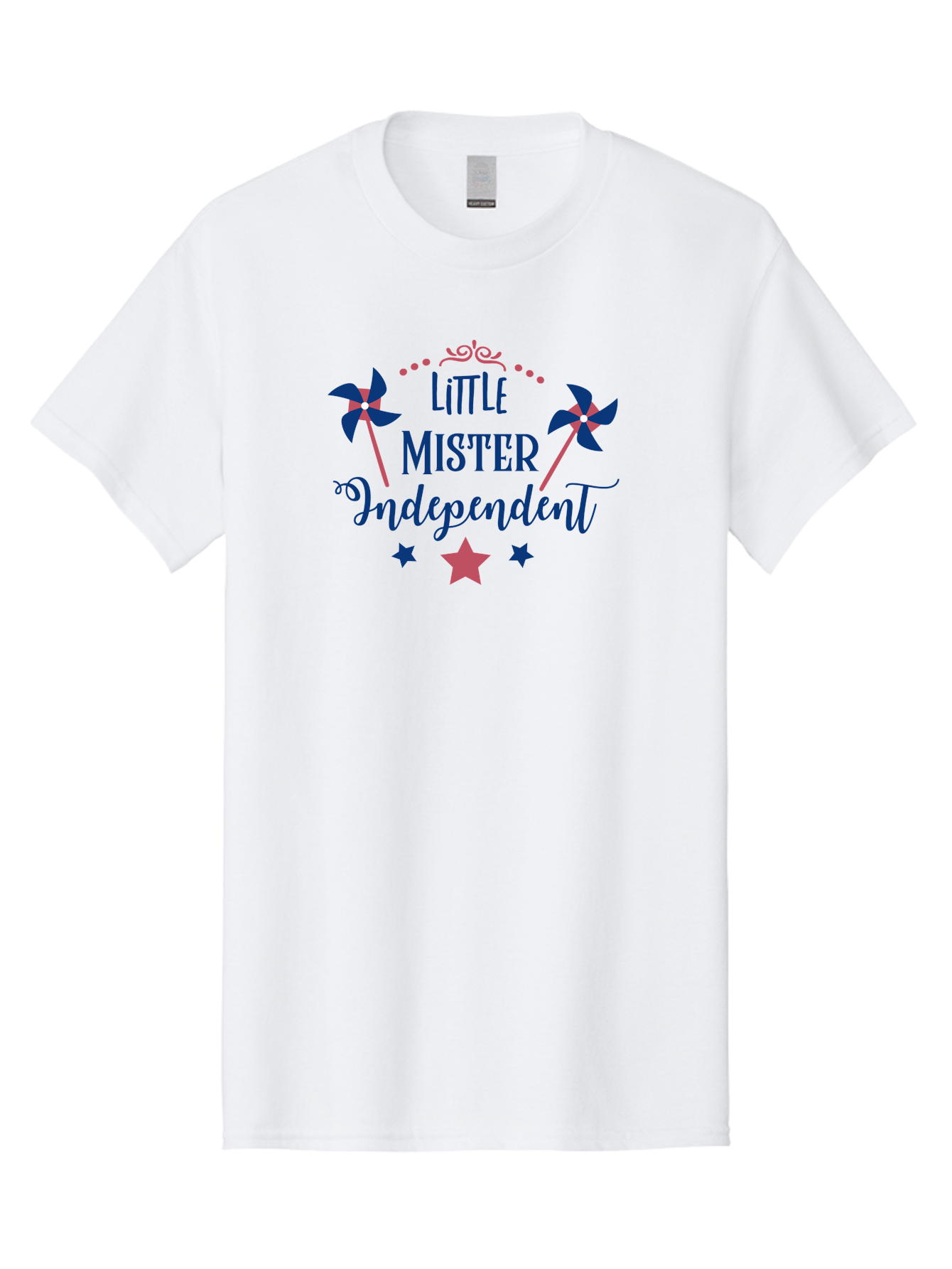 Little-Mister-Independent Men'S Graphic Tee, 100% Cotton, Comfortable Casual Summer Wear, Machine Washable, Independence, Little Mister, Children'S Party, Birthday Celebration, Pink And Blue Decorations, Star Symbols, Pinwheel Graphics, Aac959