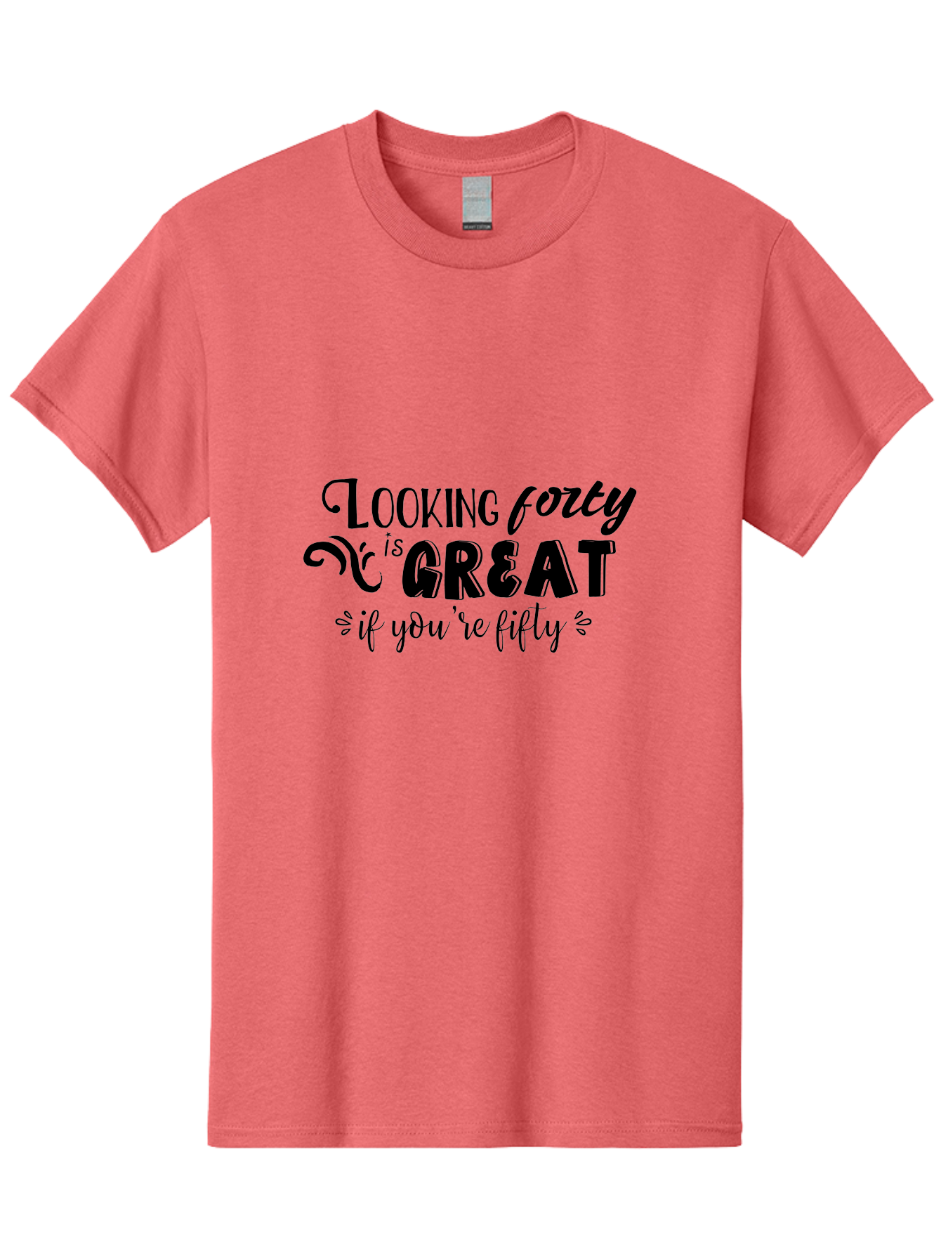 Looking-Forty-Is-Great Men'S Graphic Tee, 100% Cotton, Comfortable Casual Summer Wear, Machine Washable, Funny Quotes, Age Is Just A Number, Humor, Witty Sayings, Funny T-Shirts, Sarcastic Quotes, Funny Slogans, Great Designs Aac967