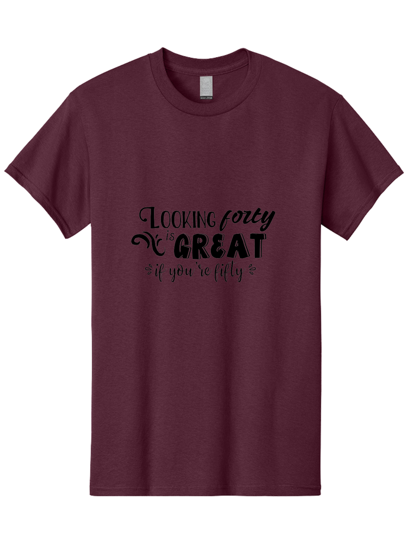 Looking-Forty-Is-Great Men'S Graphic Tee, 100% Cotton, Comfortable Casual Summer Wear, Machine Washable, Funny Quotes, Age Is Just A Number, Humor, Witty Sayings, Funny T-Shirts, Sarcastic Quotes, Funny Slogans, Great Designs Aac967
