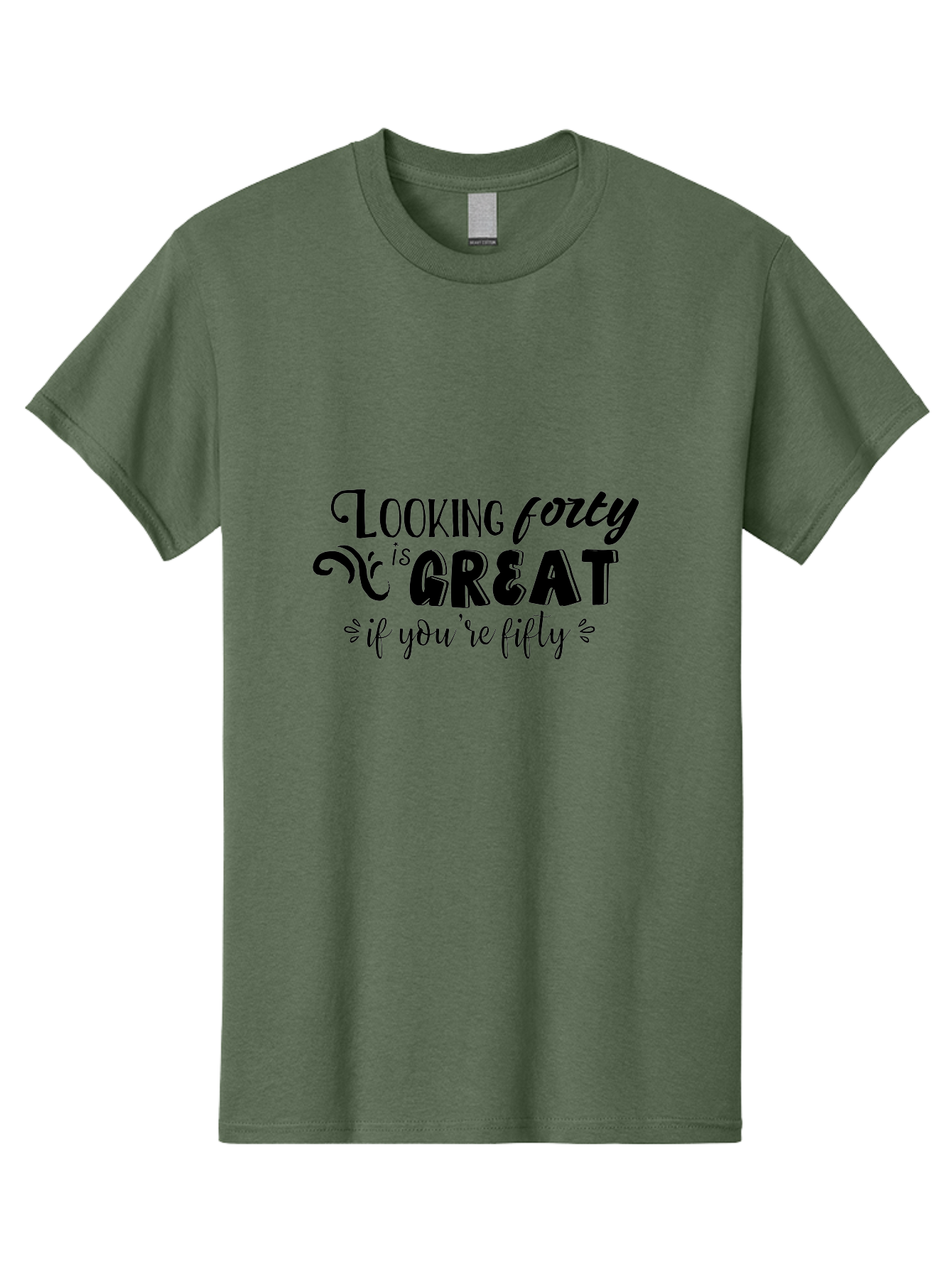 Looking-Forty-Is-Great Men'S Graphic Tee, 100% Cotton, Comfortable Casual Summer Wear, Machine Washable, Funny Quotes, Age Is Just A Number, Humor, Witty Sayings, Funny T-Shirts, Sarcastic Quotes, Funny Slogans, Great Designs Aac967