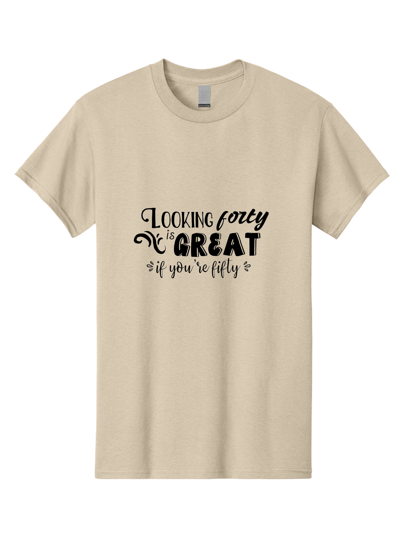Looking-Forty-Is-Great Men'S Graphic Tee, 100% Cotton, Comfortable Casual Summer Wear, Machine Washable, Funny Quotes, Age Is Just A Number, Humor, Witty Sayings, Funny T-Shirts, Sarcastic Quotes, Funny Slogans, Great Designs Aac967