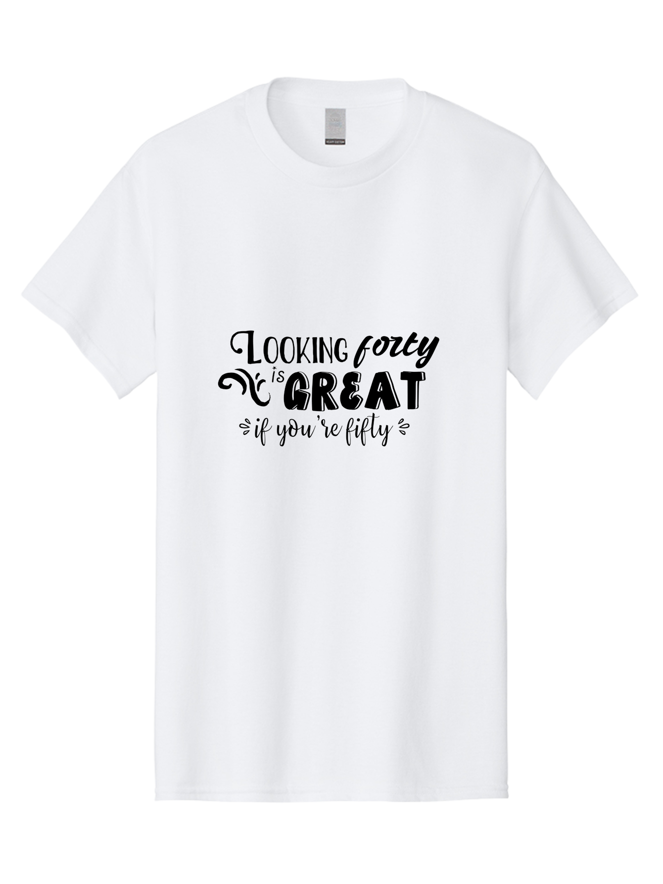 Looking-Forty-Is-Great Men'S Graphic Tee, 100% Cotton, Comfortable Casual Summer Wear, Machine Washable, Funny Quotes, Age Is Just A Number, Humor, Witty Sayings, Funny T-Shirts, Sarcastic Quotes, Funny Slogans, Great Designs Aac967