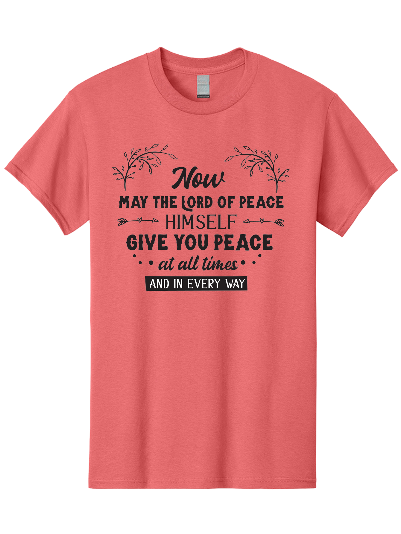 Lord-Of-Peace Men'S Graphic Tee, 100% Cotton, Comfortable Casual Summer Wear, Machine Washable, Inspirational Quote, Bible Verse, Motivational Phrase, Lord Of Peace, Peaceful Message, Spiritual Guidance, Faith-Based Graphic, Aac970