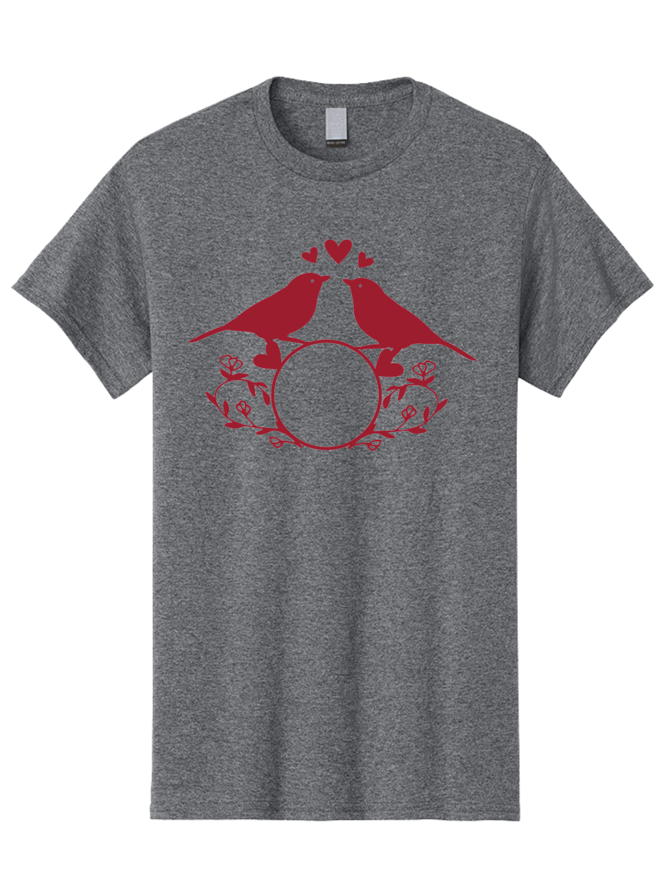 Love-Birds Men'S Graphic Tee, 100% Cotton, Comfortable Casual Summer Wear, Machine Washable, Love Birds Kissing, Heart Shaped Frame, Floral Design, Loving Couple, Romance, Love Birds Together, Tender Moment Aac972