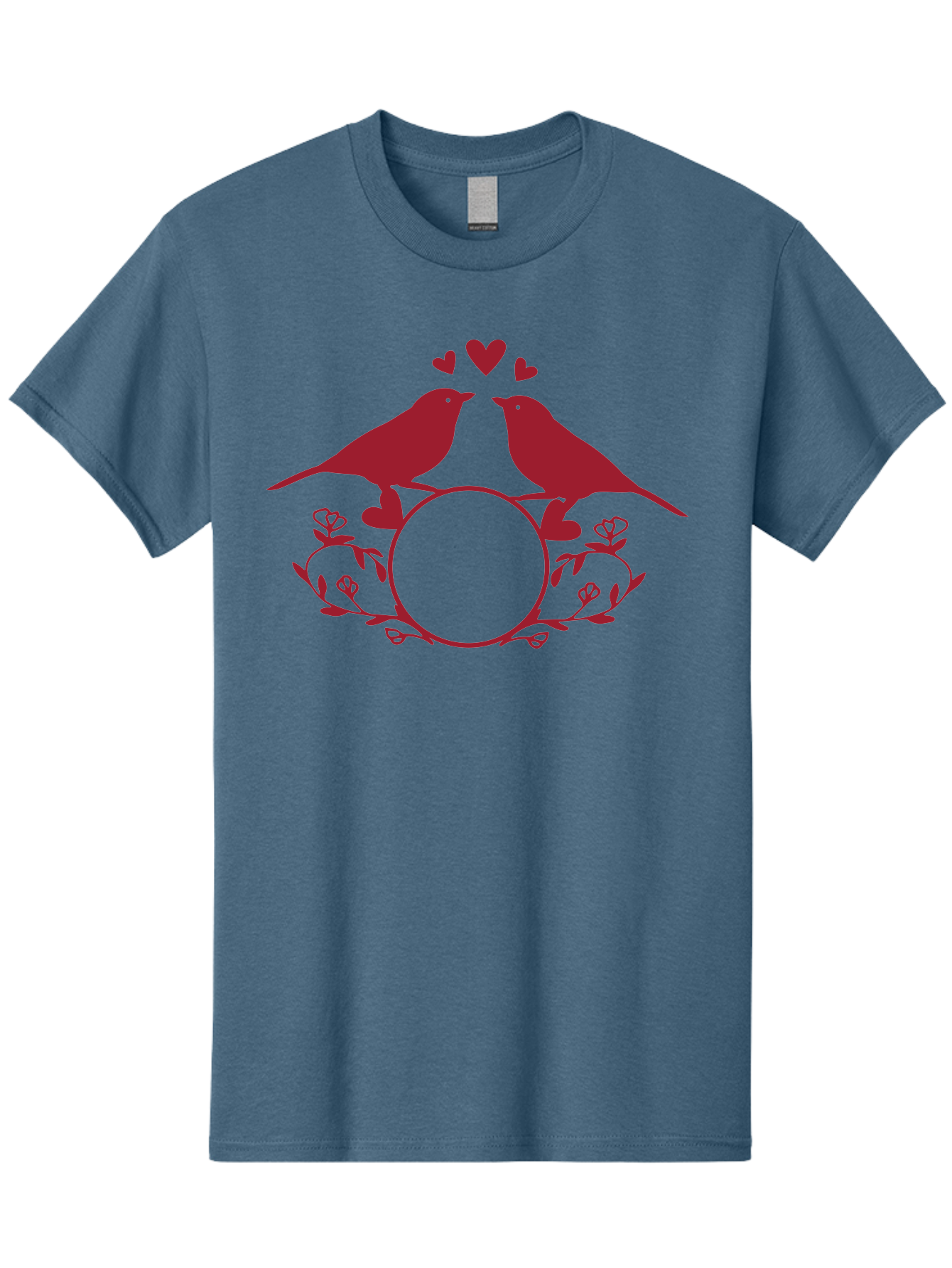 Love-Birds Men'S Graphic Tee, 100% Cotton, Comfortable Casual Summer Wear, Machine Washable, Love Birds Kissing, Heart Shaped Frame, Floral Design, Loving Couple, Romance, Love Birds Together, Tender Moment Aac972