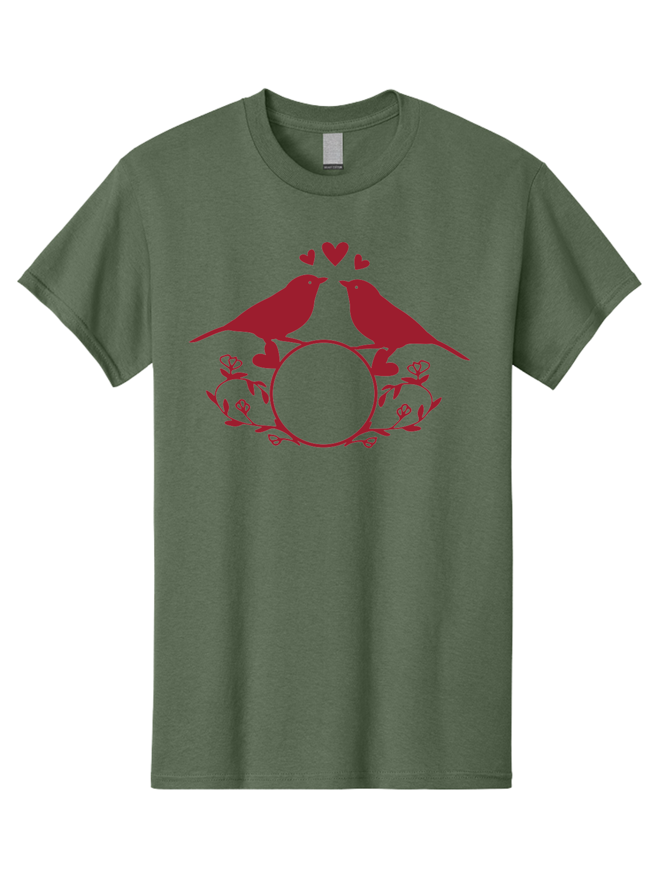 Love-Birds Men'S Graphic Tee, 100% Cotton, Comfortable Casual Summer Wear, Machine Washable, Love Birds Kissing, Heart Shaped Frame, Floral Design, Loving Couple, Romance, Love Birds Together, Tender Moment Aac972