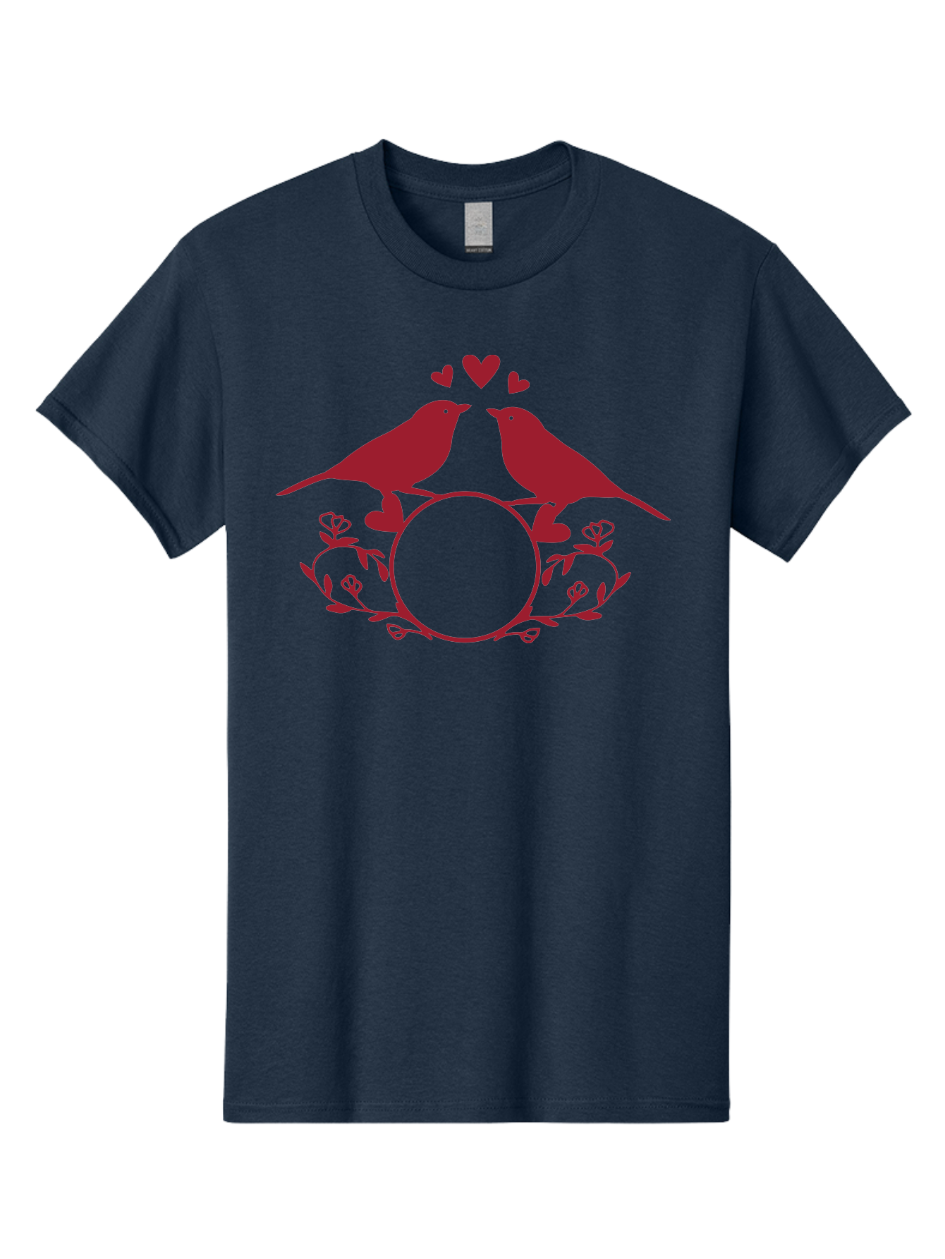 Love-Birds Men'S Graphic Tee, 100% Cotton, Comfortable Casual Summer Wear, Machine Washable, Love Birds Kissing, Heart Shaped Frame, Floral Design, Loving Couple, Romance, Love Birds Together, Tender Moment Aac972