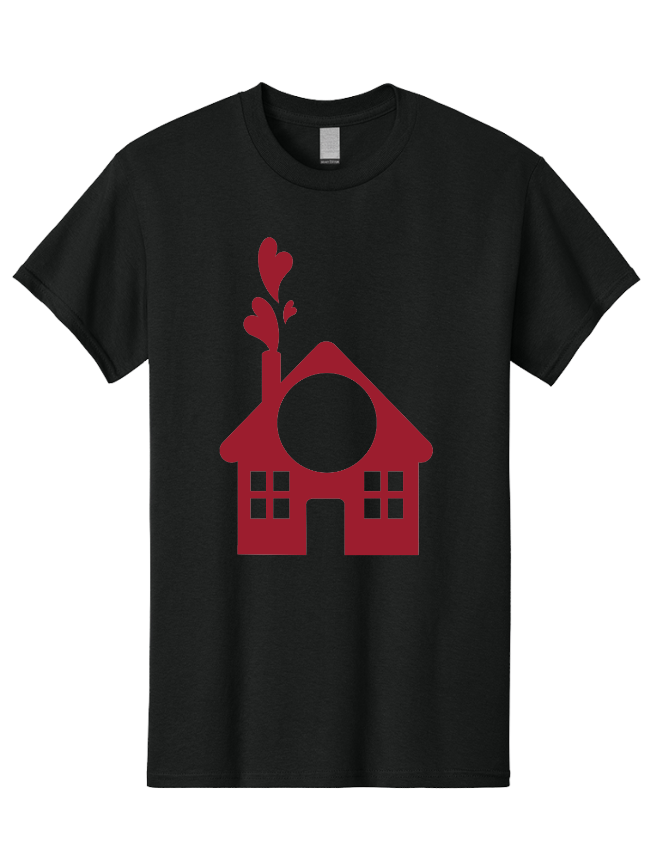 Love-Home Men'S Graphic Tee, 100% Cotton, Comfortable Casual Summer Wear, Machine Washable, Cozy Home, Red House, Heart Shaped Leaves, Chimney With Hearts, Simple Home Design, Modern House Illustration, Love Symbol, Heartwarming Home, Aac974