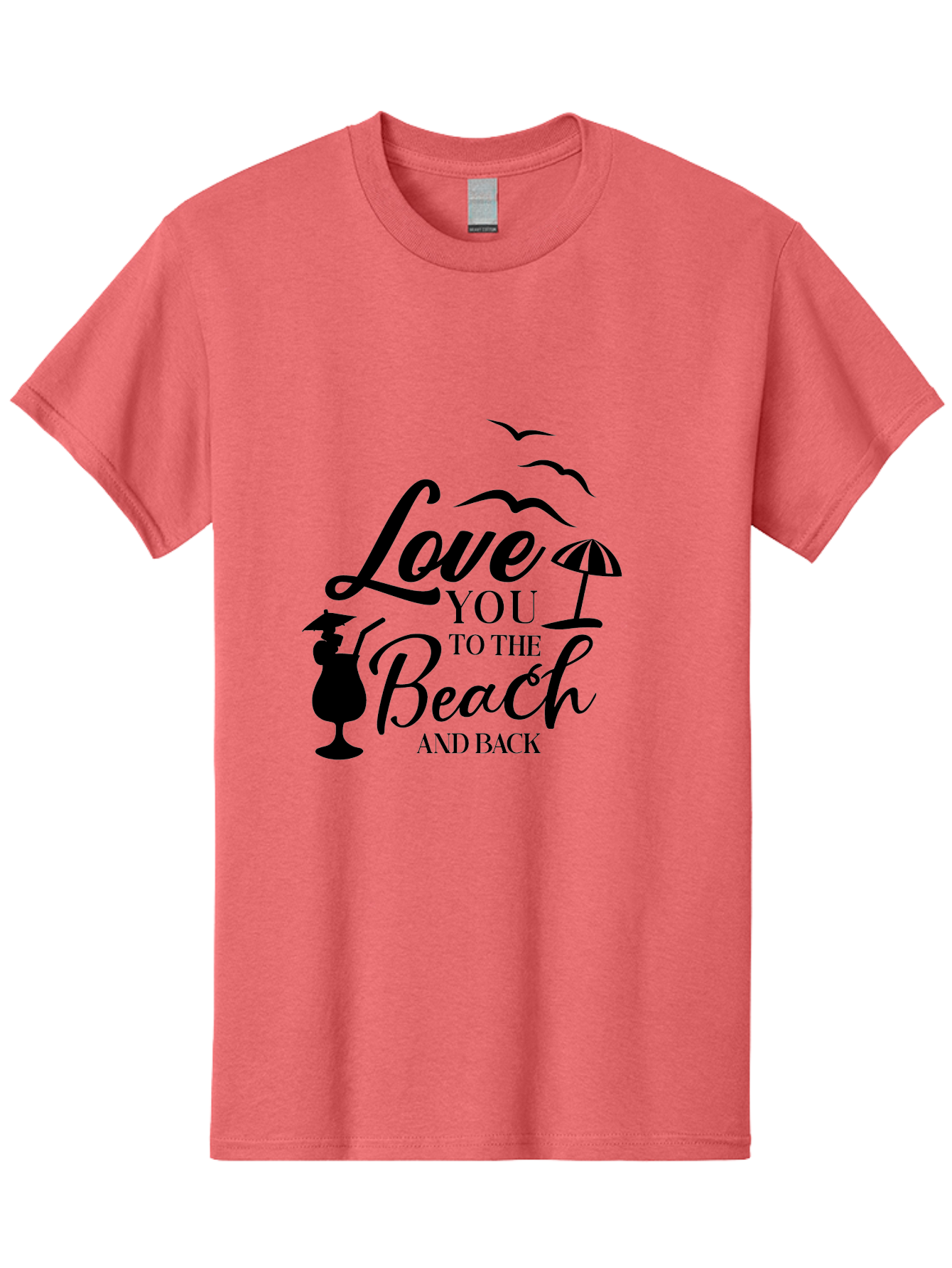 Love-You-To-The-Beach-And-Back Men'S Graphic Tee, 100% Cotton, Comfortable Casual Summer Wear, Machine Washable, Beach Love Quote, Seaside Charm, Coastal Vibes, Summer Romance, Tropical Getaway, Ocean Breeze, Birds Flying, Aac981