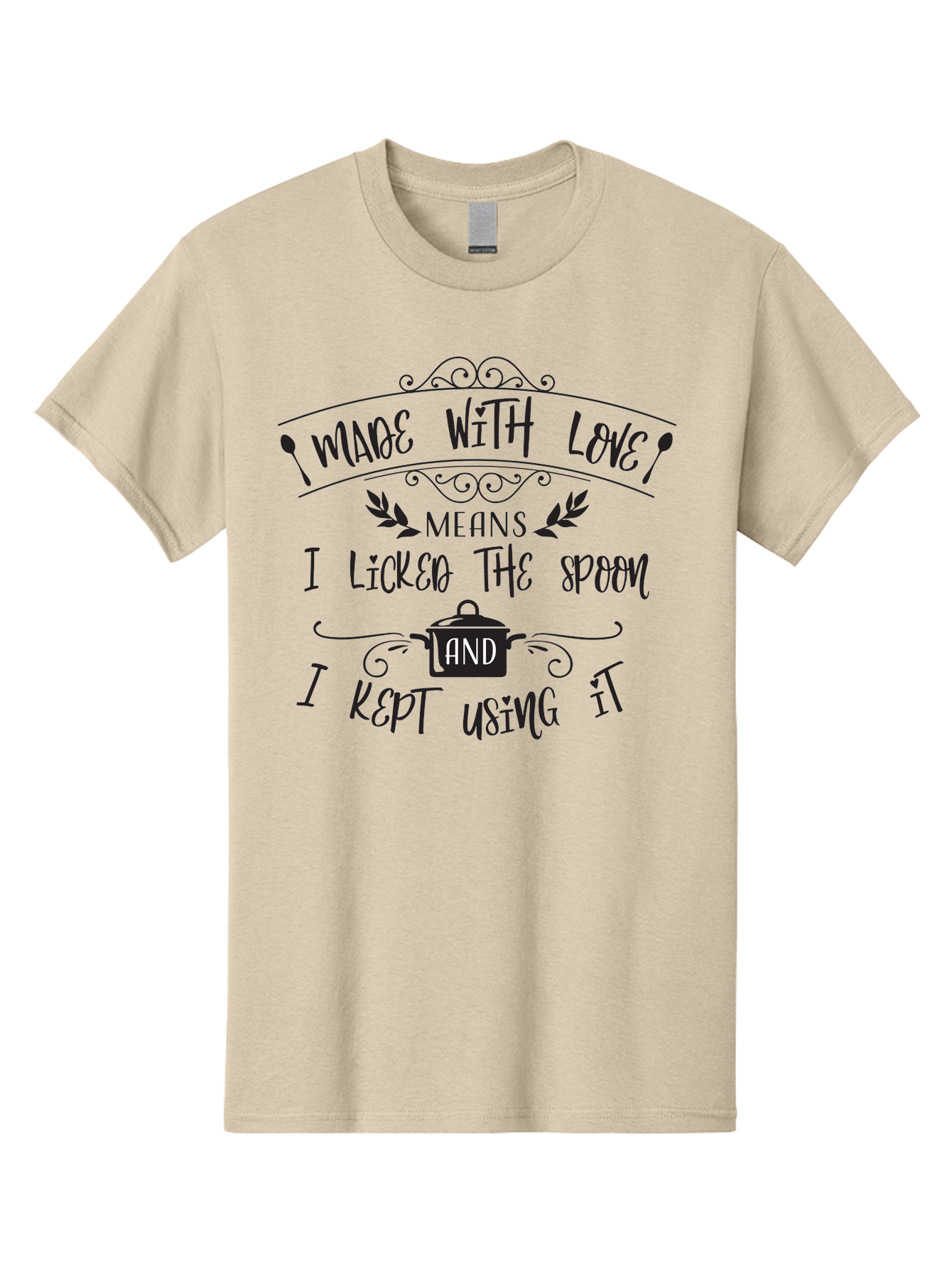 Made-With-Love Men'S Graphic Tee, 100% Cotton, Comfortable Casual Summer Wear, Machine Washable, Humorous Quote, Kitchen Humor, Cooking With Love, Funny Kitchen Signs, Witty Sayings, Playful Kitchen Decor, Cooking Quotes Aac985