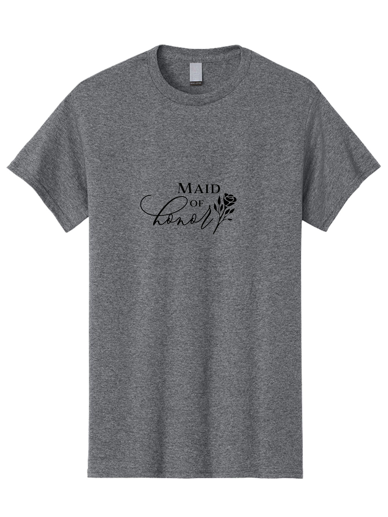 Maid-Of-Honor Men'S Graphic Tee, 100% Cotton, Comfortable Casual Summer Wear, Machine Washable, Maid Of Honor, Wedding Party, Bridesmaid, Rose Illustration, Elegant Typography, Calligraphy, Wedding Theme, Black Text Aac986
