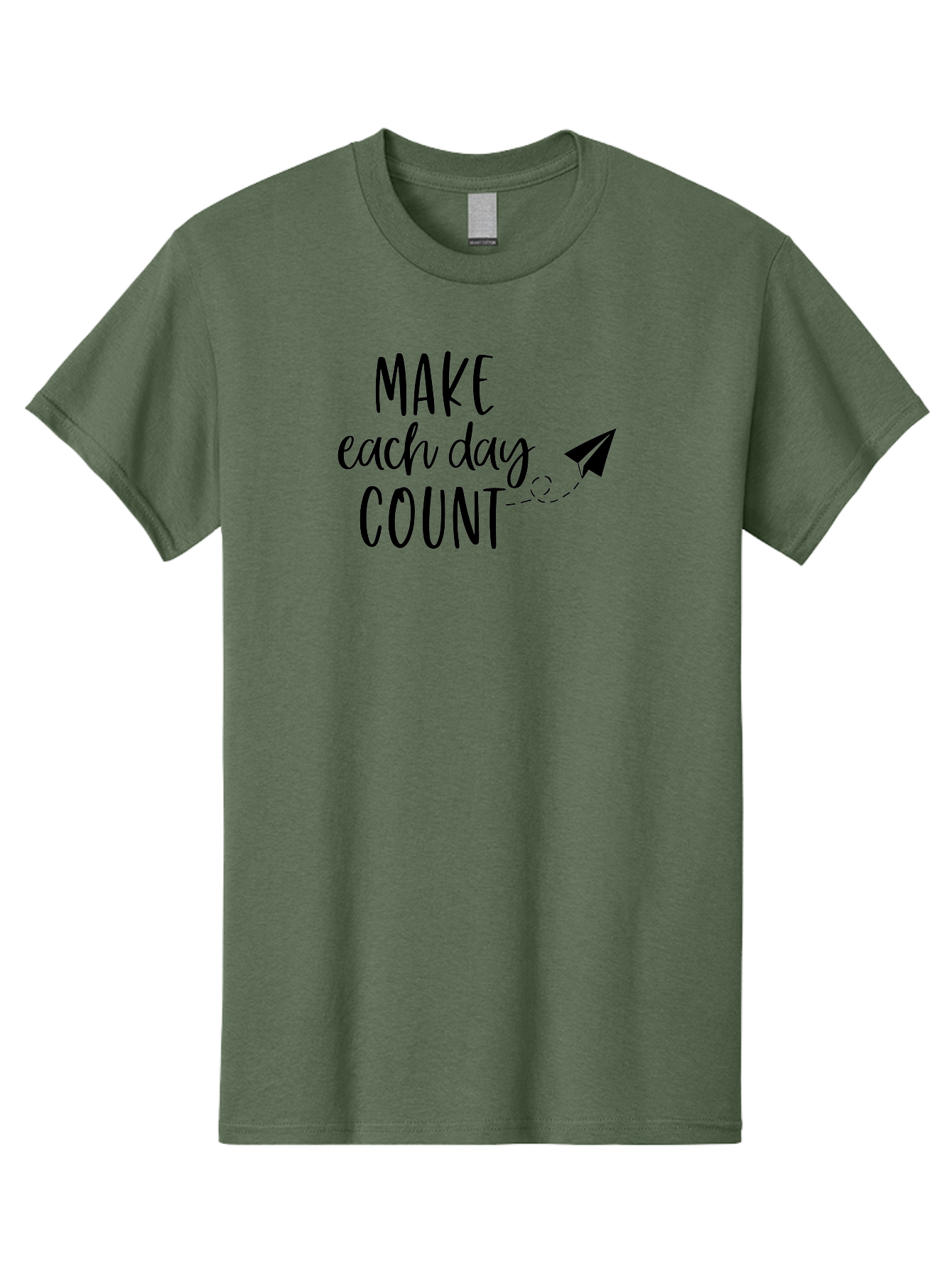 Make-Each-Day-Count Men'S Graphic Tee, 100% Cotton, Comfortable Casual Summer Wear, Machine Washable, Motivational Quote, Inspirational Message, Daily Motivation, Make Each Day Count, Positivity, Paper Airplane, Motivational Art, Goal Setting, Aac987