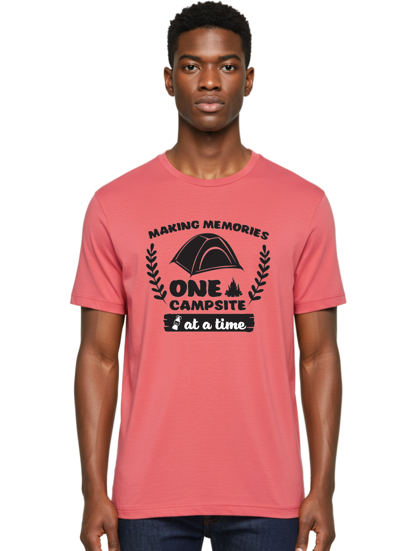 Making-Memories-One-Campsite-At-A-Time Men'S Graphic Tee, 100% Cotton, Comfortable Casual Summer Wear, Machine Washable, Camping Adventures, Outdoor Escapades, Making Memories, One Campsite At A Time, Campsite Fun, Tent Life, Campfire Moments, Aac990