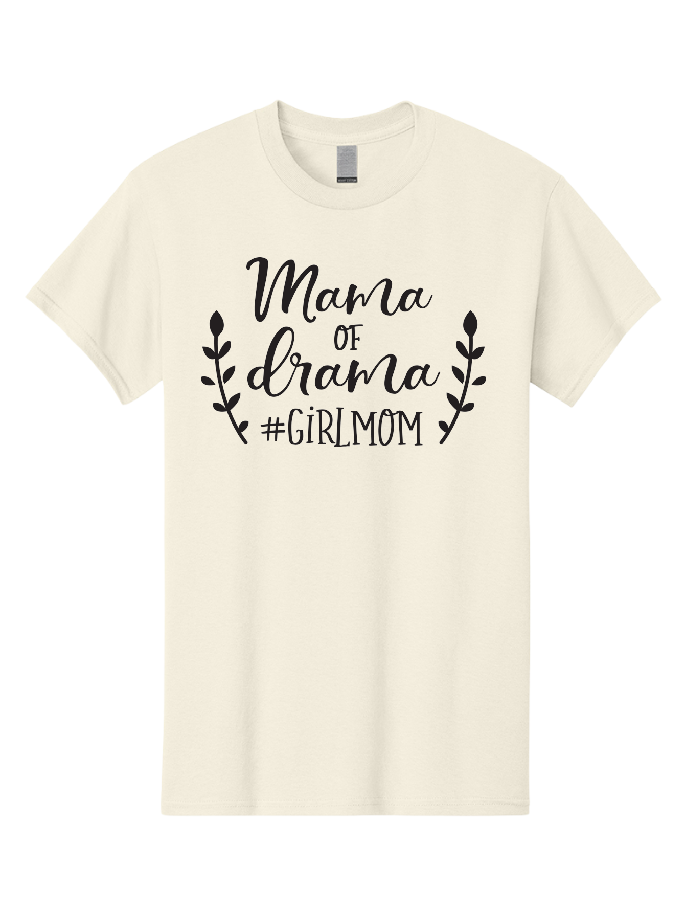 Mama-Of-Drama-Girlmom Men'S Graphic Tee, 100% Cotton, Comfortable Casual Summer Wear, Machine Washable, Mama Of Drama, Girl Mom Quote, Funny Motherhood, Parenting Humor, Girlmom Hashtag, Elegant Script Font, Floral Wreath Design, Sassy Mama, Aac992