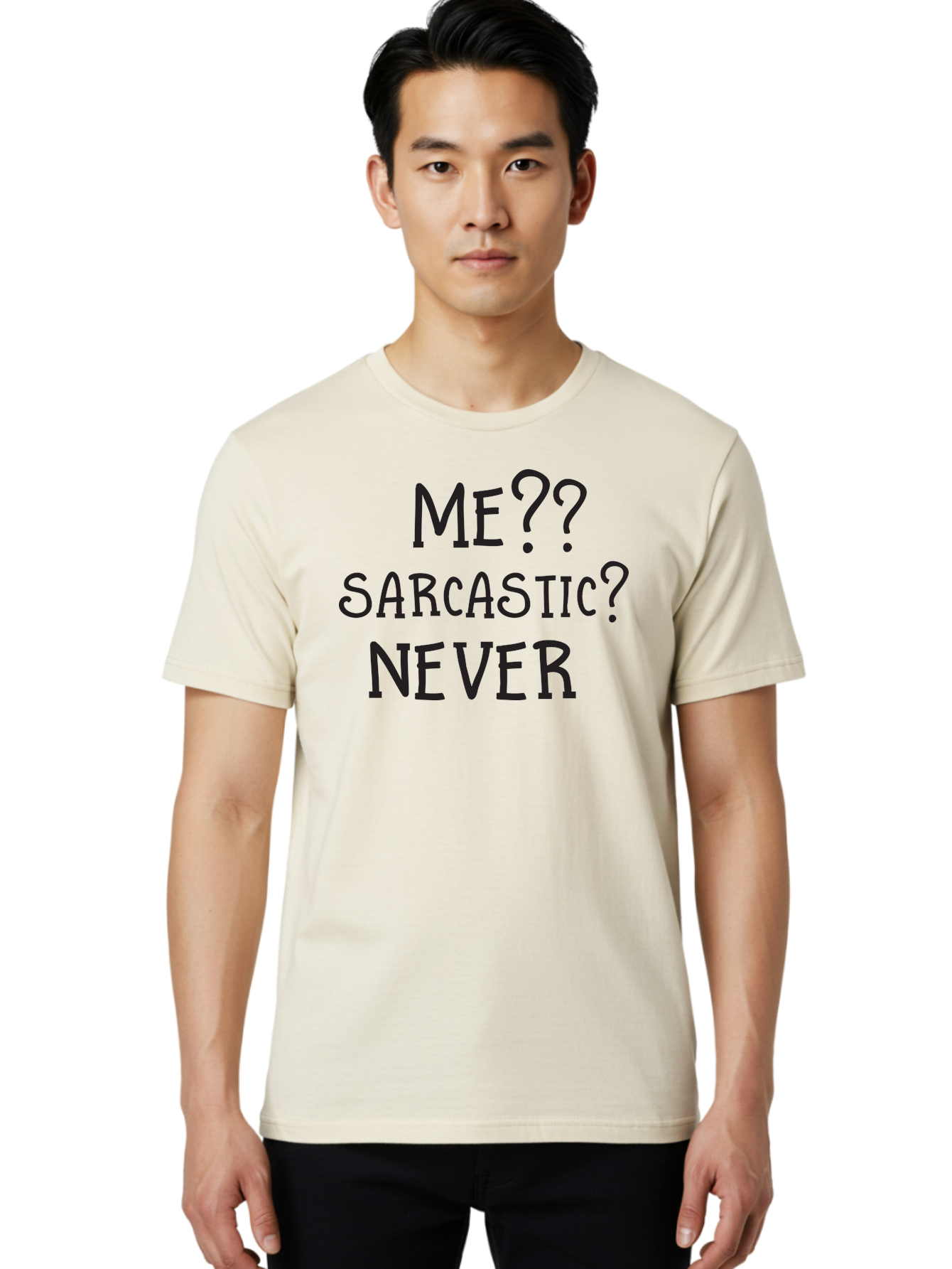Me-Sarcastic-Never Men'S Graphic Tee, 100% Cotton, Comfortable Casual Summer Wear, Machine Washable, Sarcastic Humor, Funny Quotes, Witty Sayings, Sarcasm, Humor, Irony, Playful Jokes, Meme, Humoristic Expression Aac999
