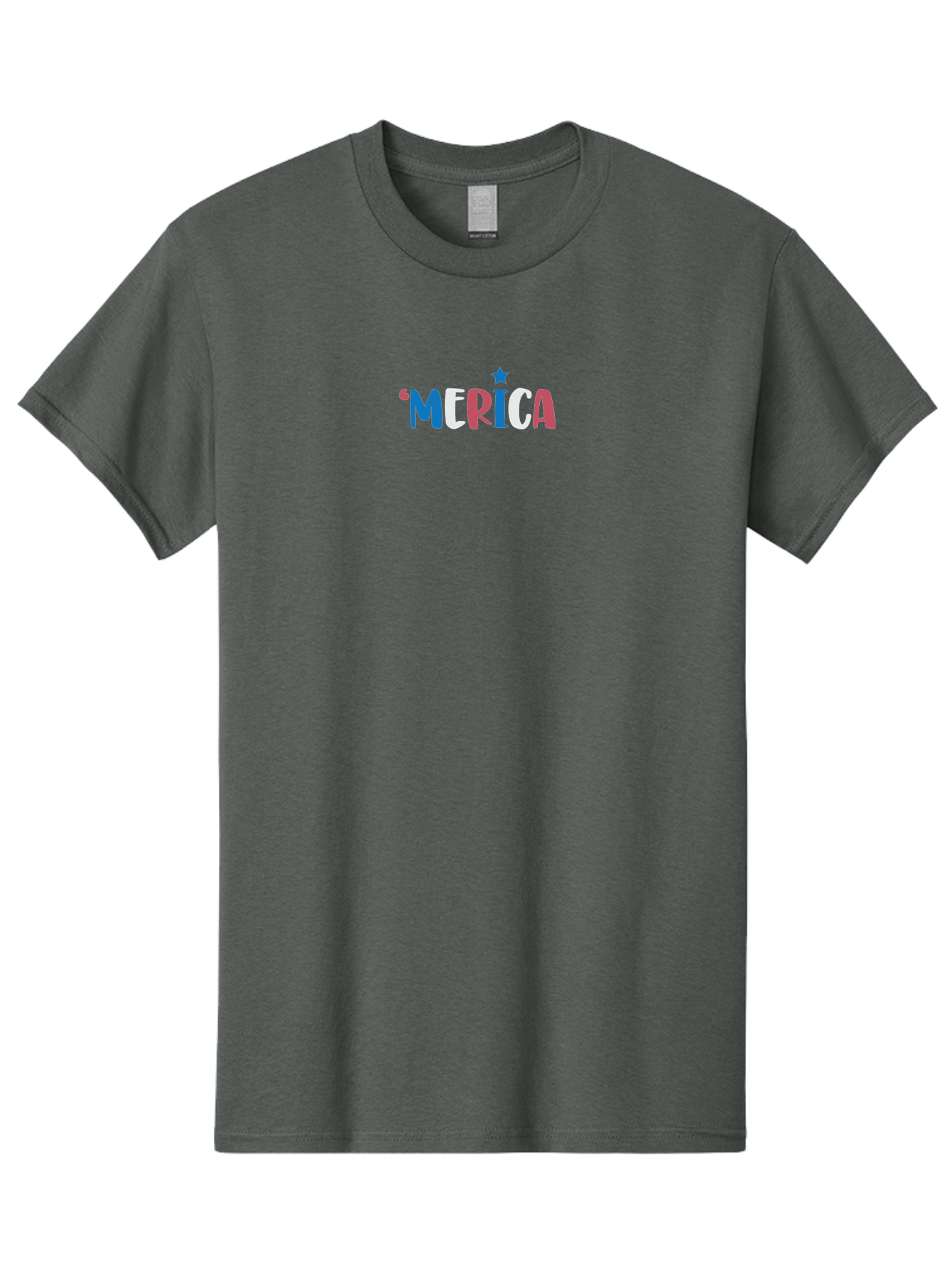 Merica Men'S Graphic Tee, 100% Cotton, Comfortable Casual Summer Wear, Machine Washable, Patriotic Design, 'Merica Text, Red White And Blue, American Flag Colors, Star Symbol, Bold Typography, Festive Atmosphere, Independence Day, Aad001