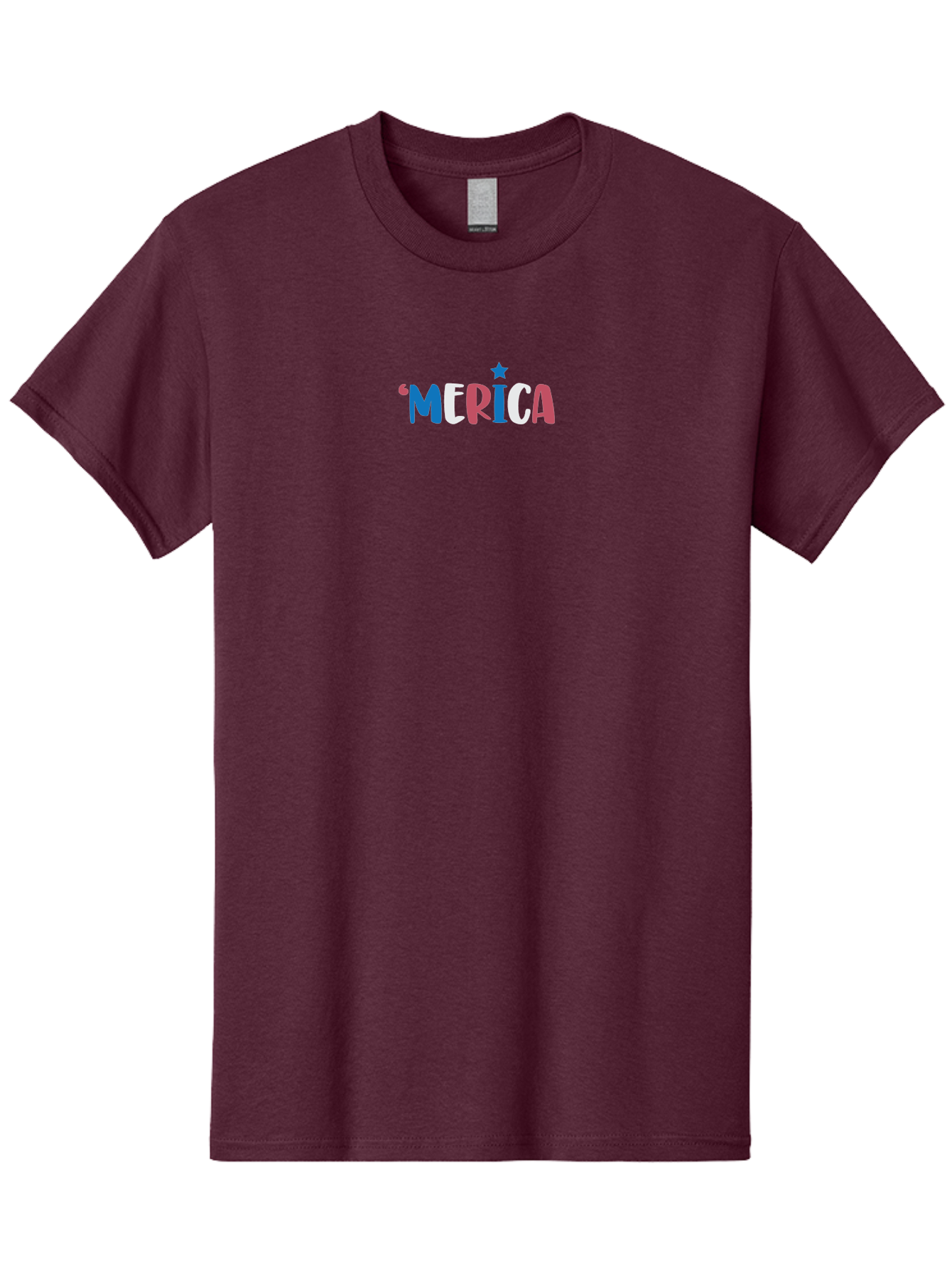 Merica Men'S Graphic Tee, 100% Cotton, Comfortable Casual Summer Wear, Machine Washable, Patriotic Design, 'Merica Text, Red White And Blue, American Flag Colors, Star Symbol, Bold Typography, Festive Atmosphere, Independence Day, Aad001