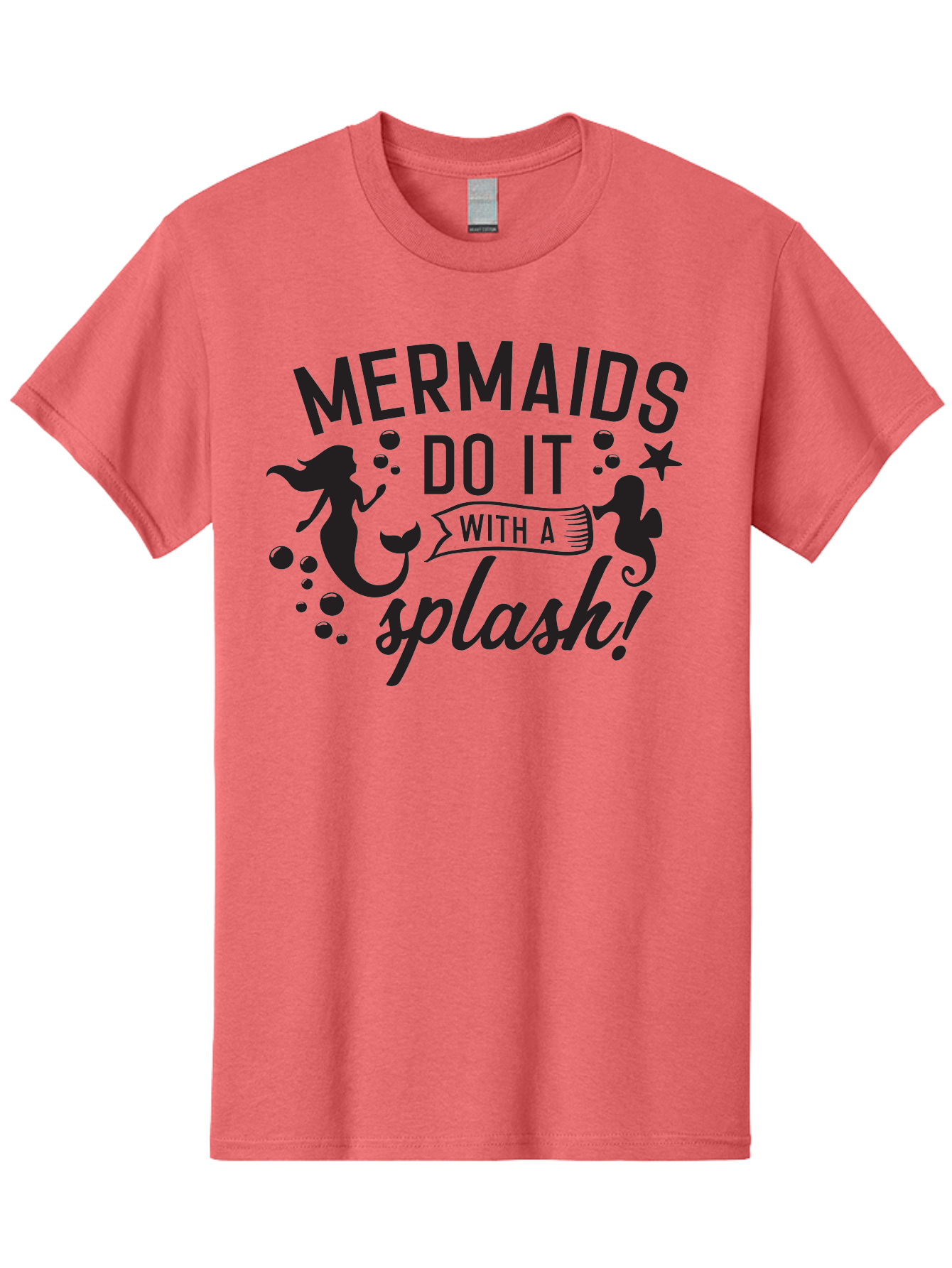 Mermaids-Do-It-With-A-Splash Men'S Graphic Tee, 100% Cotton, Comfortable Casual Summer Wear, Machine Washable, Mermaid Silhouettes, Ocean Creatures, Playful Graphics, Whimsical Design, Underwater Theme, Aquatic Life, Fun Phrases, Aad002
