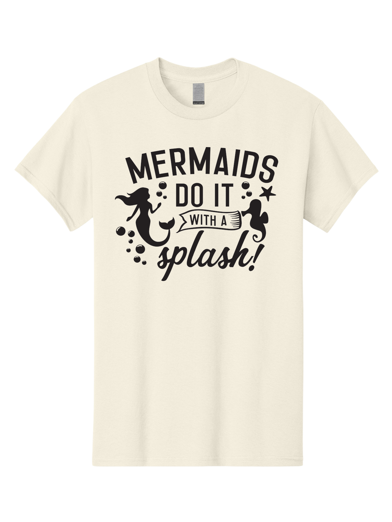 Mermaids-Do-It-With-A-Splash Men'S Graphic Tee, 100% Cotton, Comfortable Casual Summer Wear, Machine Washable, Mermaid Silhouettes, Ocean Creatures, Playful Graphics, Whimsical Design, Underwater Theme, Aquatic Life, Fun Phrases, Aad002