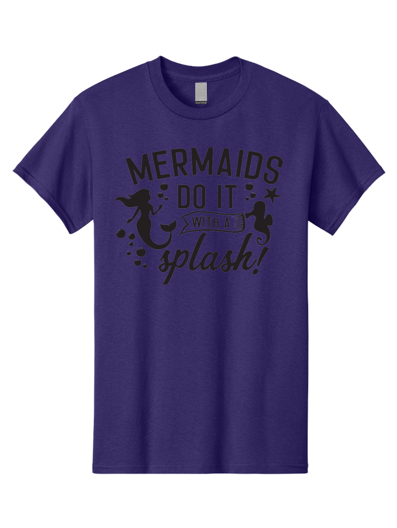 Mermaids-Do-It-With-A-Splash Men'S Graphic Tee, 100% Cotton, Comfortable Casual Summer Wear, Machine Washable, Mermaid Silhouettes, Ocean Creatures, Playful Graphics, Whimsical Design, Underwater Theme, Aquatic Life, Fun Phrases, Aad002