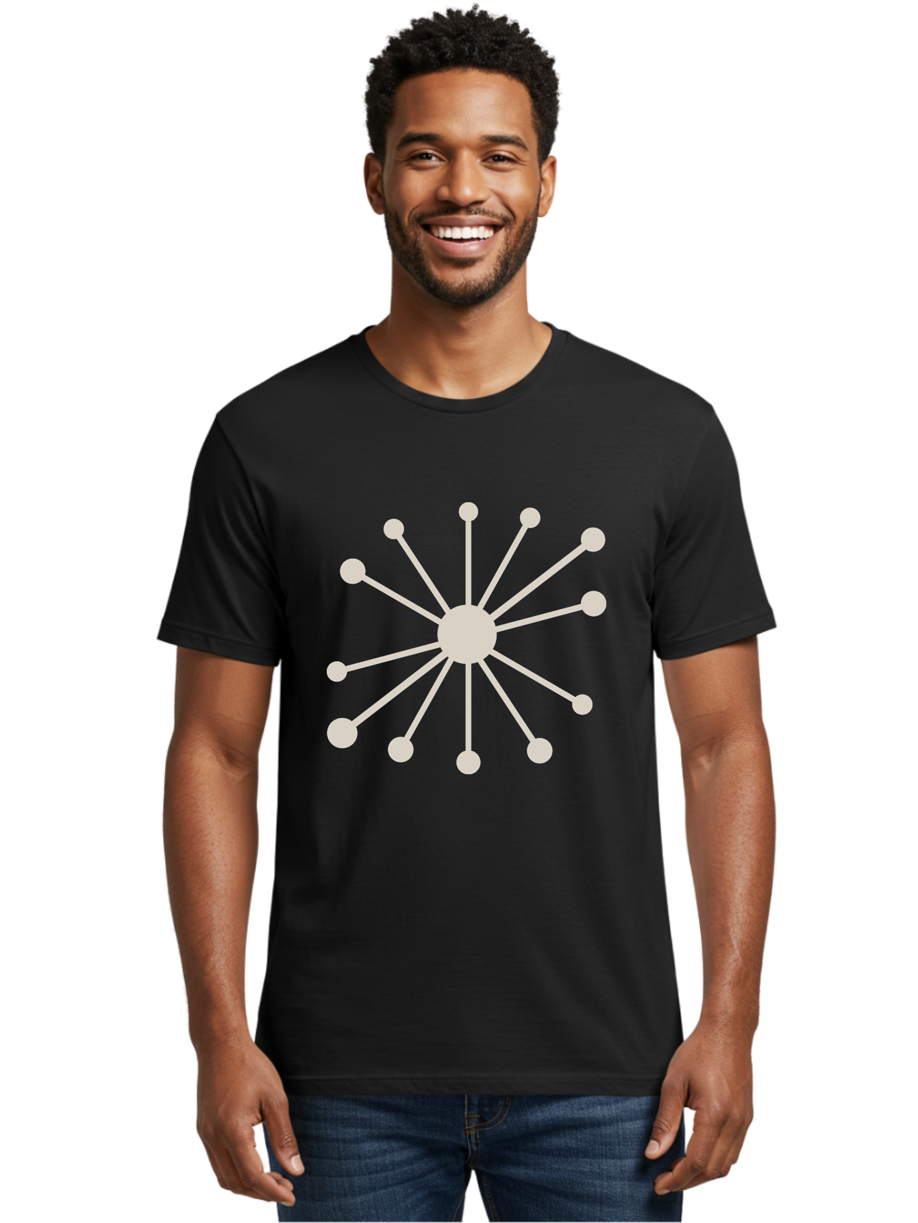 Molecular-Structure Men'S Graphic Tee, 100% Cotton, Comfortable Casual Summer Wear, Machine Washable, Network Diagram, Interconnected Nodes, Web Design, Digital Connections, Futuristic Tech, Abstract Art, Modern Graphic, Minimalist Style Aad010