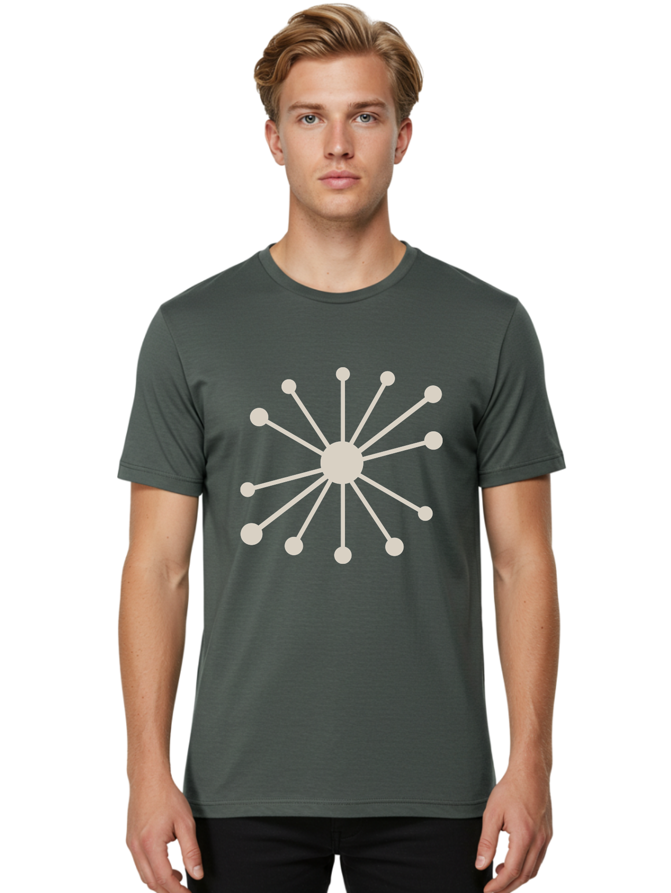 Molecular-Structure Men'S Graphic Tee, 100% Cotton, Comfortable Casual Summer Wear, Machine Washable, Network Diagram, Interconnected Nodes, Web Design, Digital Connections, Futuristic Tech, Abstract Art, Modern Graphic, Minimalist Style Aad010