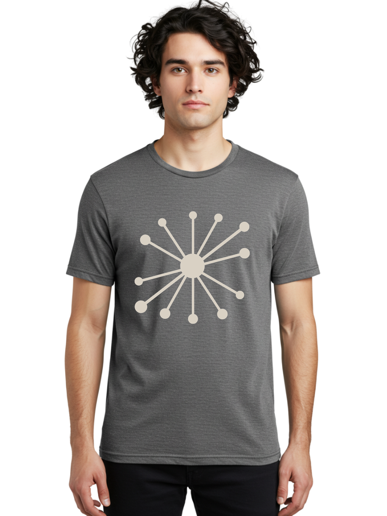 Molecular-Structure Men'S Graphic Tee, 100% Cotton, Comfortable Casual Summer Wear, Machine Washable, Network Diagram, Interconnected Nodes, Web Design, Digital Connections, Futuristic Tech, Abstract Art, Modern Graphic, Minimalist Style Aad010