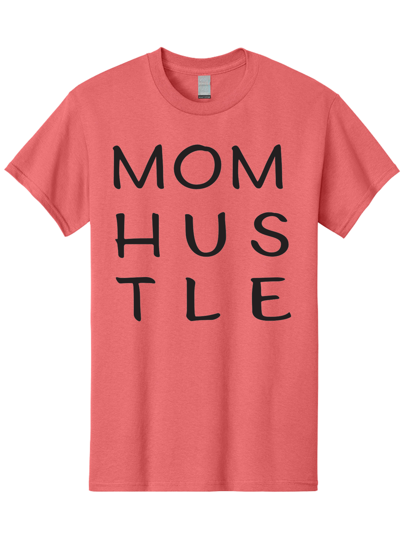 Mom-Hustle Men'S Graphic Tee, 100% Cotton, Comfortable Casual Summer Wear, Machine Washable, Motivational Quote, Mom Hustle, Handwritten Text, Black Font, Inspirational Phrase, Empowerment Message, Handwritten Style Aad011