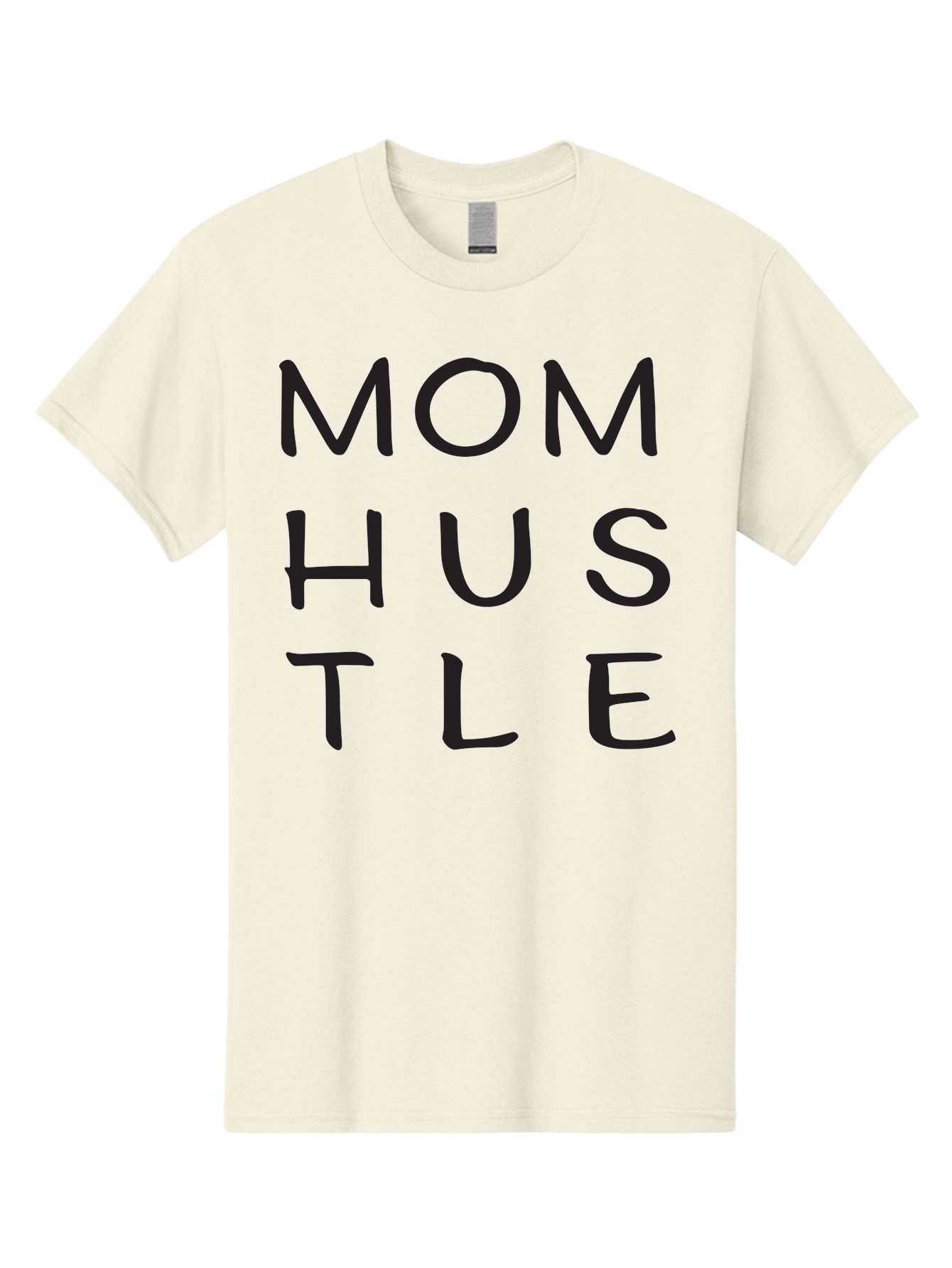Mom-Hustle Men'S Graphic Tee, 100% Cotton, Comfortable Casual Summer Wear, Machine Washable, Motivational Quote, Mom Hustle, Handwritten Text, Black Font, Inspirational Phrase, Empowerment Message, Handwritten Style Aad011