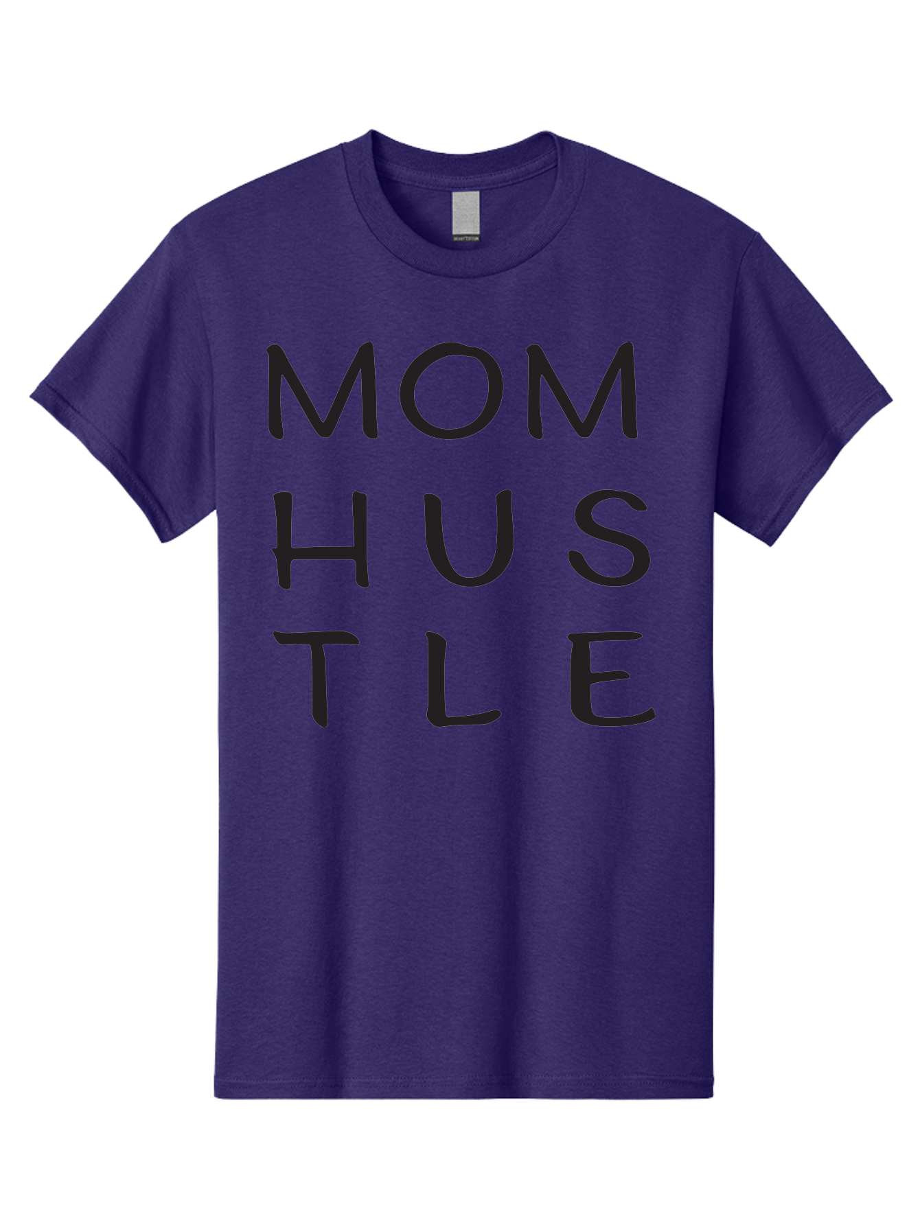 Mom-Hustle Men'S Graphic Tee, 100% Cotton, Comfortable Casual Summer Wear, Machine Washable, Motivational Quote, Mom Hustle, Handwritten Text, Black Font, Inspirational Phrase, Empowerment Message, Handwritten Style Aad011