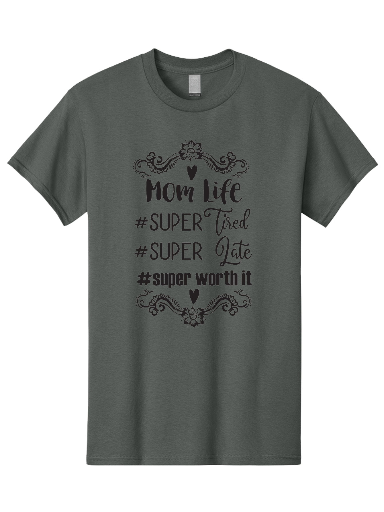 Mom-Life Men'S Graphic Tee, 100% Cotton, Comfortable Casual Summer Wear, Machine Washable, Mom Life, Motherhood, Parenting, Parenting Quote, Super Tired, Super Late, Super Worth It, Motherhood Journey, Mom Quote, Parenting Life Aad013