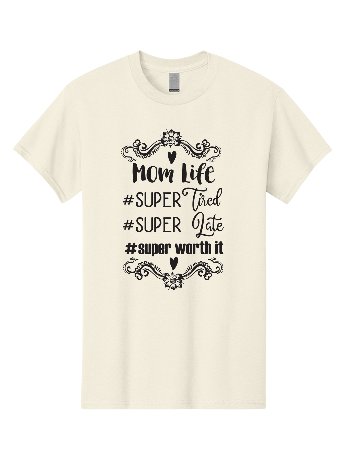 Mom-Life Men'S Graphic Tee, 100% Cotton, Comfortable Casual Summer Wear, Machine Washable, Mom Life, Motherhood, Parenting, Parenting Quote, Super Tired, Super Late, Super Worth It, Motherhood Journey, Mom Quote, Parenting Life Aad013