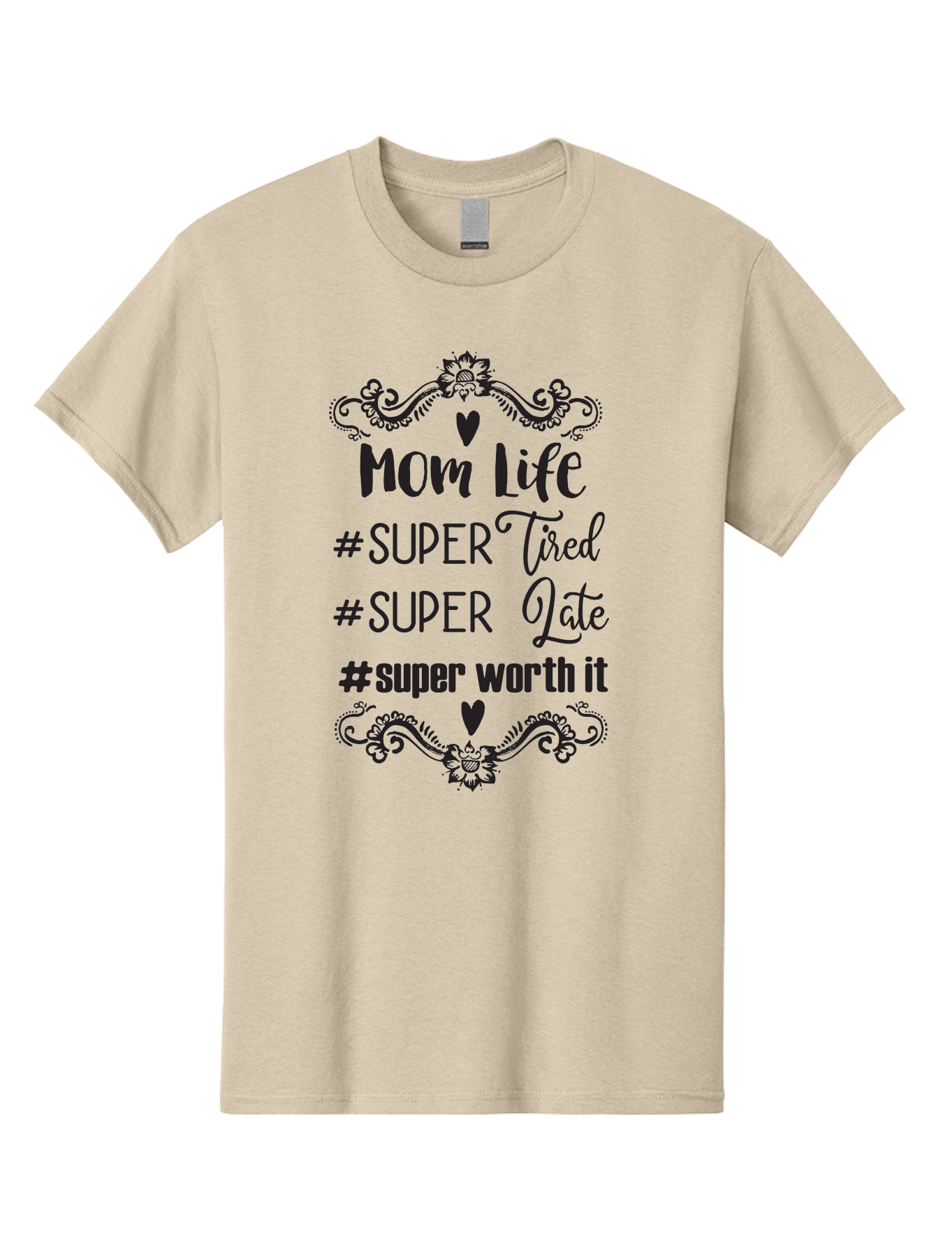 Mom-Life Men'S Graphic Tee, 100% Cotton, Comfortable Casual Summer Wear, Machine Washable, Mom Life, Motherhood, Parenting, Parenting Quote, Super Tired, Super Late, Super Worth It, Motherhood Journey, Mom Quote, Parenting Life Aad013