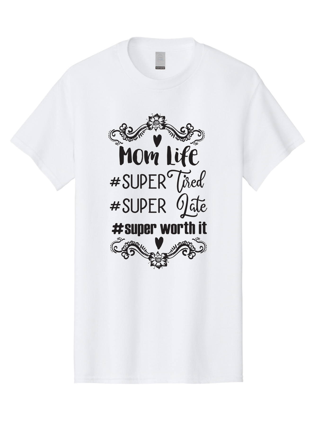 Mom-Life Men'S Graphic Tee, 100% Cotton, Comfortable Casual Summer Wear, Machine Washable, Mom Life, Motherhood, Parenting, Parenting Quote, Super Tired, Super Late, Super Worth It, Motherhood Journey, Mom Quote, Parenting Life Aad013
