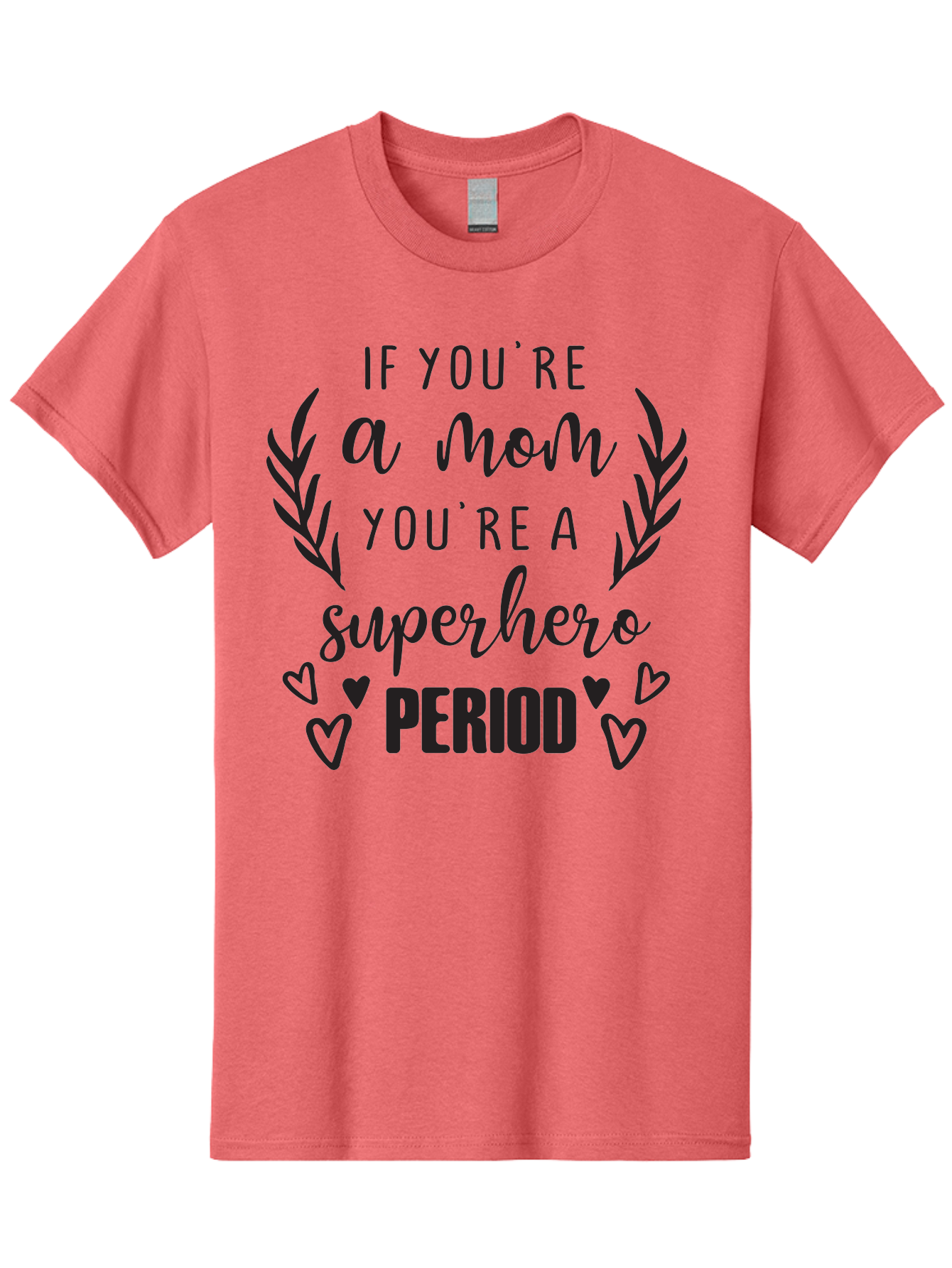 Mom-Superhero Men'S Graphic Tee, 100% Cotton, Comfortable Casual Summer Wear, Machine Washable, Motherhood Empowerment, Superhero Mom, Motherly Love, Inspirational Quote, Positive Affirmation, Heartwarming Message, Laurel Wreath, Hearts, Aad014