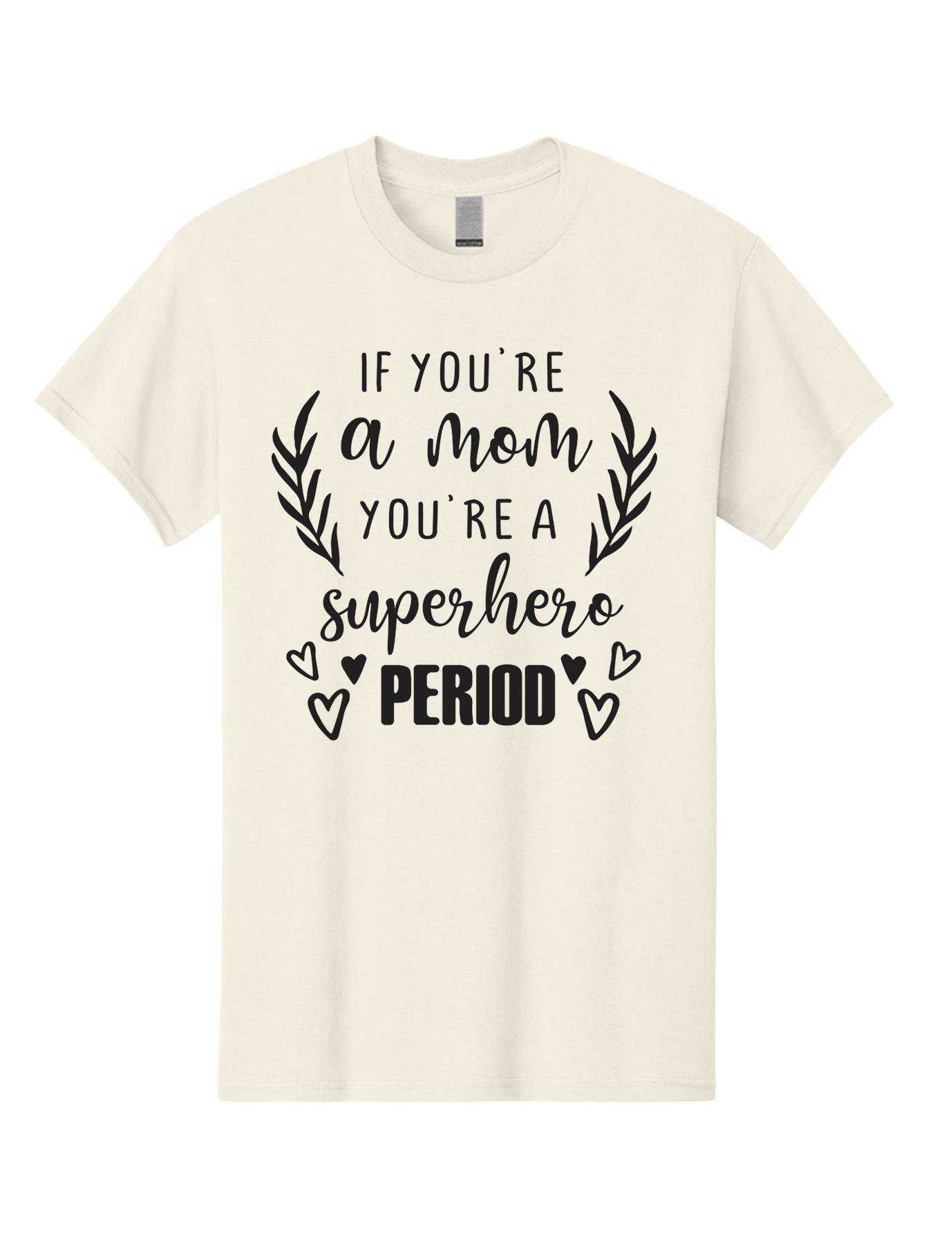 Mom-Superhero Men'S Graphic Tee, 100% Cotton, Comfortable Casual Summer Wear, Machine Washable, Motherhood Empowerment, Superhero Mom, Motherly Love, Inspirational Quote, Positive Affirmation, Heartwarming Message, Laurel Wreath, Hearts, Aad014