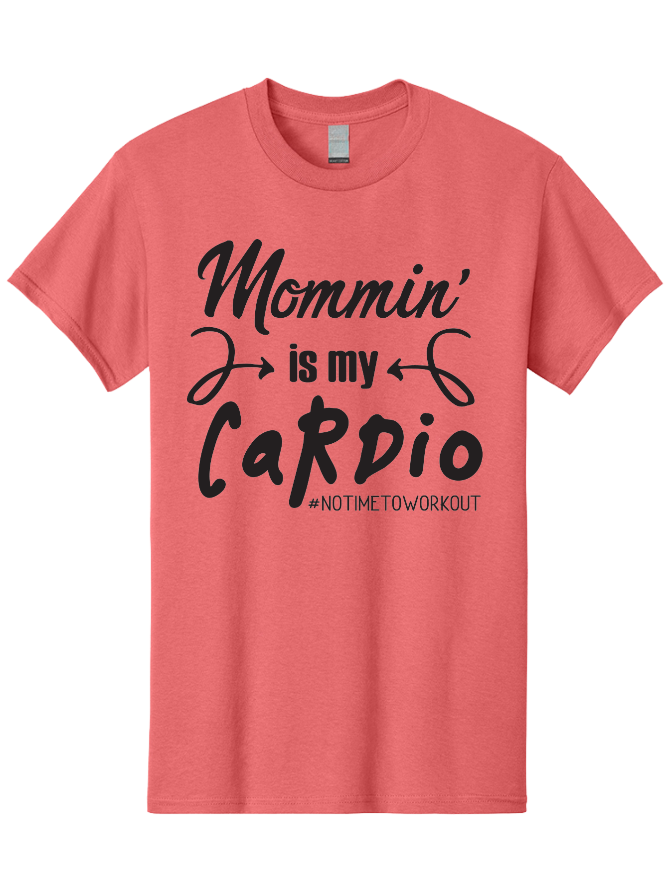 Mommin-Is-My-Cardio Men'S Graphic Tee, 100% Cotton, Comfortable Casual Summer Wear, Machine Washable, Mom Life, Mommin', Cardio Workout, Funny Quotes, Mom Humor, Parenting, Motherhood, Fitness Motivation, Humor For Moms, No Time To Workout Aad016