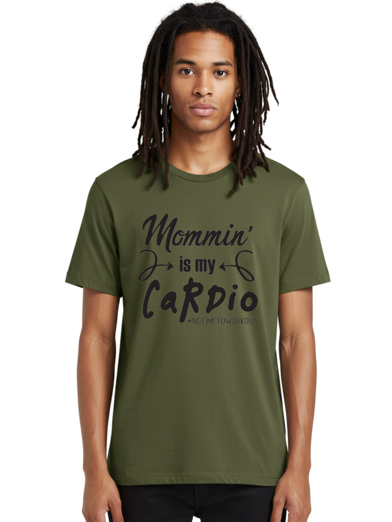 Mommin-Is-My-Cardio Men'S Graphic Tee, 100% Cotton, Comfortable Casual Summer Wear, Machine Washable, Mom Life, Mommin', Cardio Workout, Funny Quotes, Mom Humor, Parenting, Motherhood, Fitness Motivation, Humor For Moms, No Time To Workout Aad016