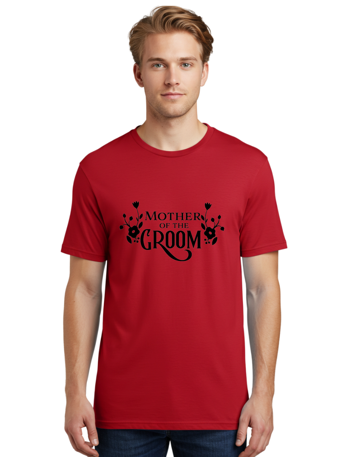 Mother-Of-The-Groom Men'S Graphic Tee, 100% Cotton, Comfortable Casual Summer Wear, Machine Washable, Wedding Decor, Floral Design, Elegant Typography, Beautiful Flowers, Decorative Elements, Special Occasion, Groom'S Mother Aad024