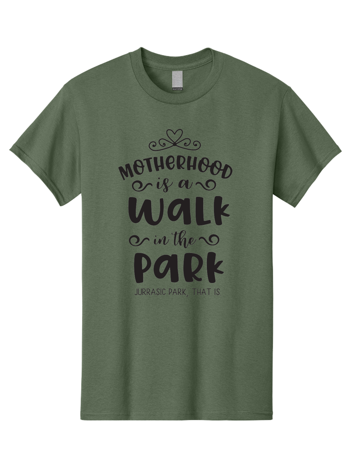 Motherhood-Is-A-Walk-In-Jurassic-Park Men'S Graphic Tee, 100% Cotton, Comfortable Casual Summer Wear, Machine Washable, Funny Motherhood Quote, Humorous Parenting Phrase, Jurassic Park Reference, Playful Mom Joke, Parenting Humor, Mom Life, Aad027