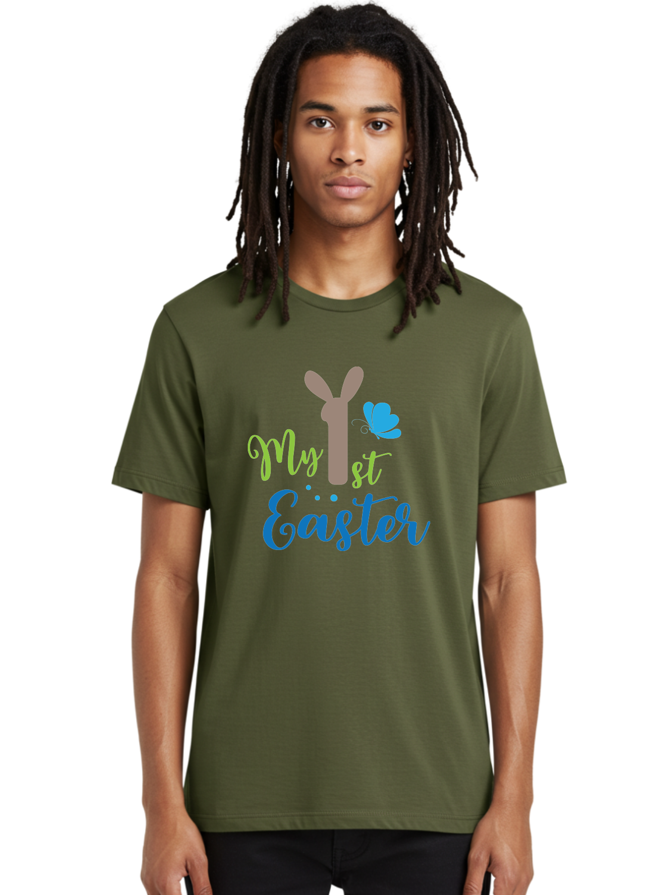 My-1St-Easter Men'S Graphic Tee, 100% Cotton, Comfortable Casual Summer Wear, Machine Washable, Easter Bunny Design, Baby'S First Easter, Easter Celebration, Spring Theme, Childrens Artwork, Cute Graphics, Festive Decorations, Easter Eggs, Aad034