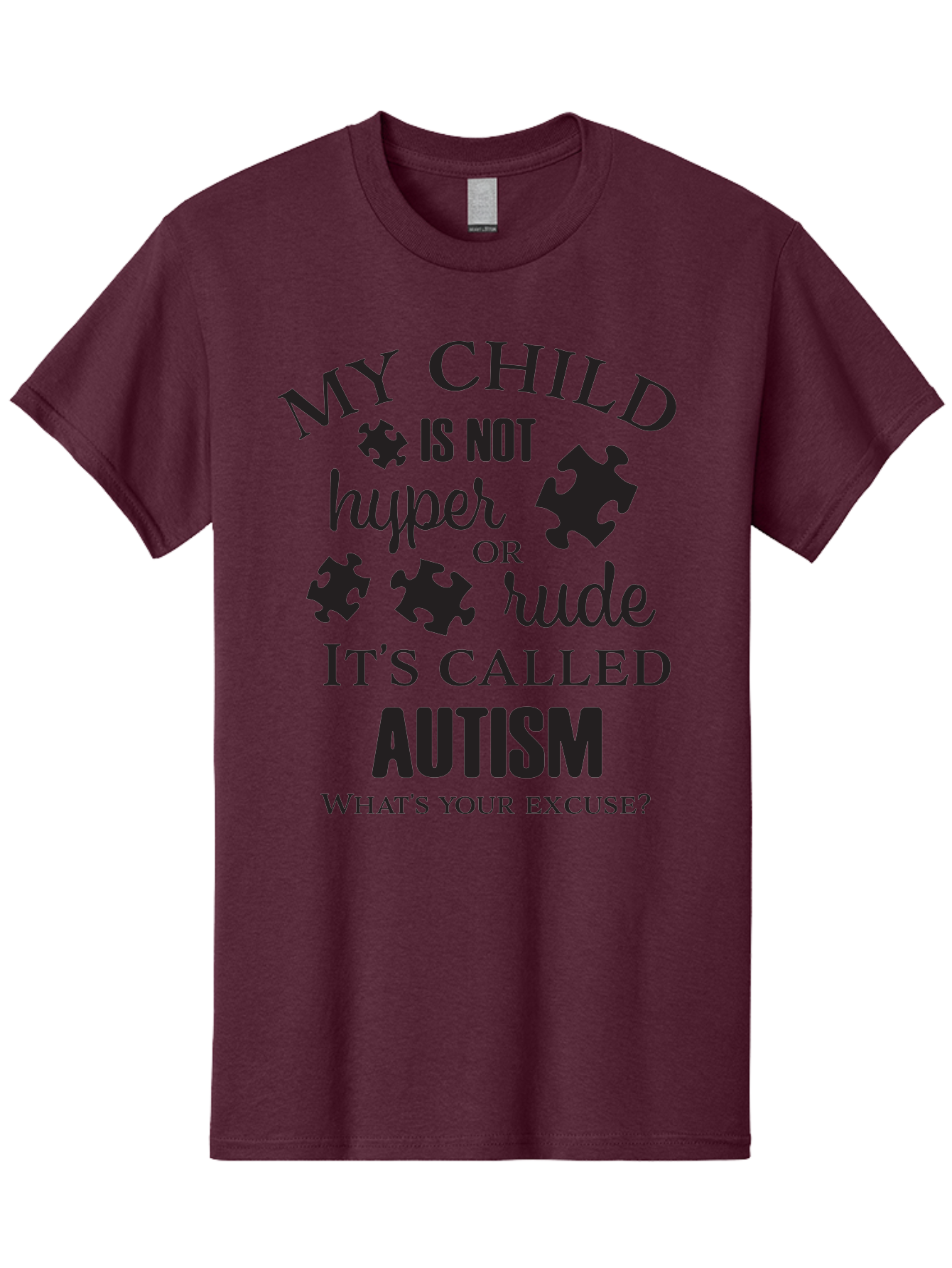 My-Child-Is-Not-Hyper-Or-Rude-It-S-Called-Autism Men'S Graphic Tee, 100% Cotton, Comfortable Casual Summer Wear, Machine Washable, Autism Awareness, Autism Acceptance, Neurodiversity, Autism Support, Puzzle Piece, Autism Quotes, Aad036