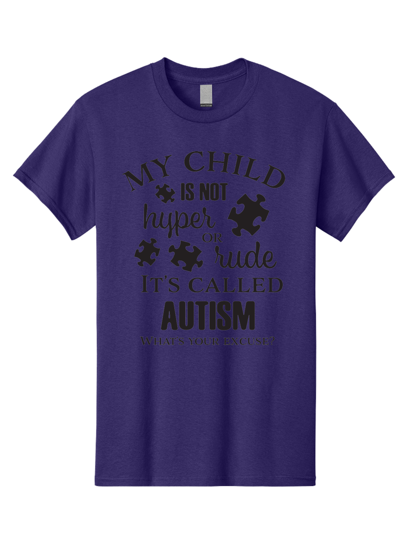 My-Child-Is-Not-Hyper-Or-Rude-It-S-Called-Autism Men'S Graphic Tee, 100% Cotton, Comfortable Casual Summer Wear, Machine Washable, Autism Awareness, Autism Acceptance, Neurodiversity, Autism Support, Puzzle Piece, Autism Quotes, Aad036