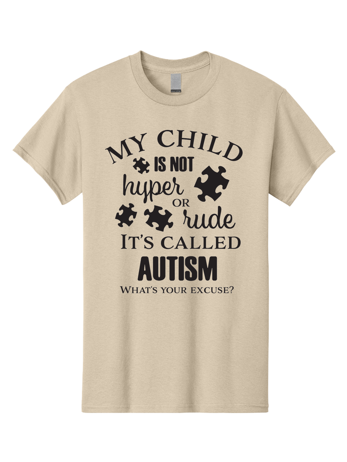 My-Child-Is-Not-Hyper-Or-Rude-It-S-Called-Autism Men'S Graphic Tee, 100% Cotton, Comfortable Casual Summer Wear, Machine Washable, Autism Awareness, Autism Acceptance, Neurodiversity, Autism Support, Puzzle Piece, Autism Quotes, Aad036
