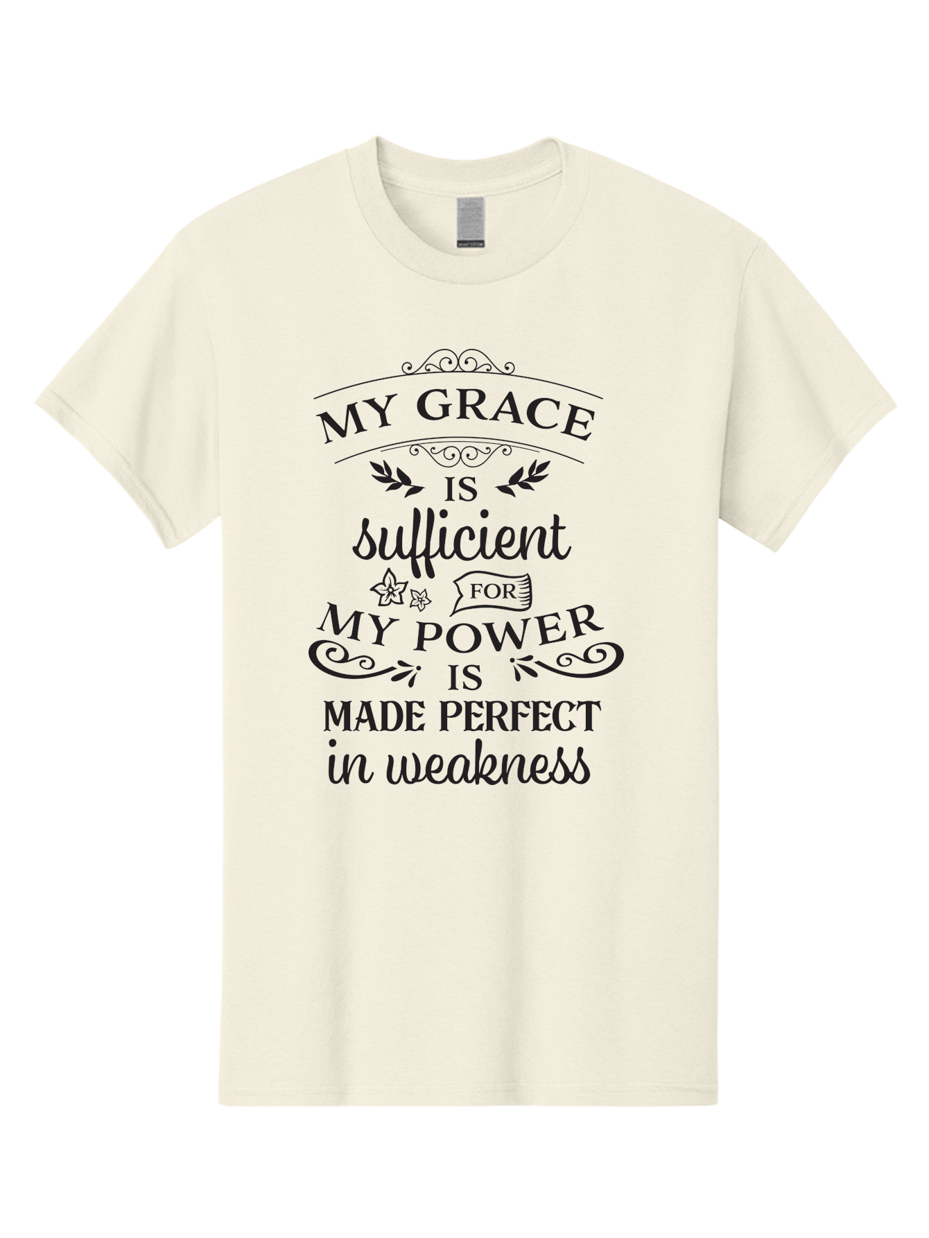 My-Grace-Is-Sufficient-1 Men'S Graphic Tee, 100% Cotton, Comfortable Casual Summer Wear, Machine Washable, Inspirational Quote, Motivational Words, Faith-Based Message, Inner Strength, Bible Verse, Spiritual Growth, Perseverance Aad037