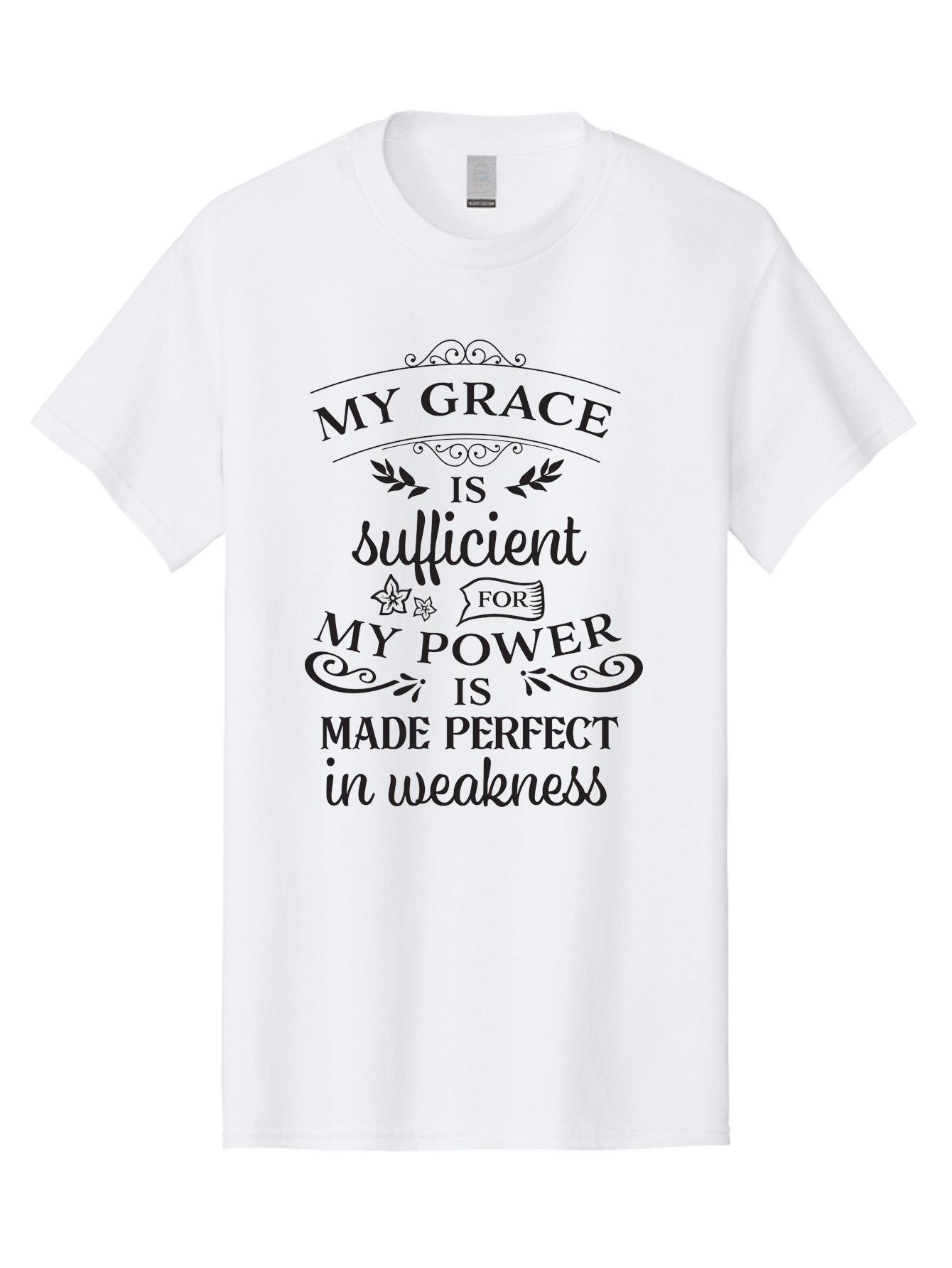 My-Grace-Is-Sufficient-1 Men'S Graphic Tee, 100% Cotton, Comfortable Casual Summer Wear, Machine Washable, Inspirational Quote, Motivational Words, Faith-Based Message, Inner Strength, Bible Verse, Spiritual Growth, Perseverance Aad037