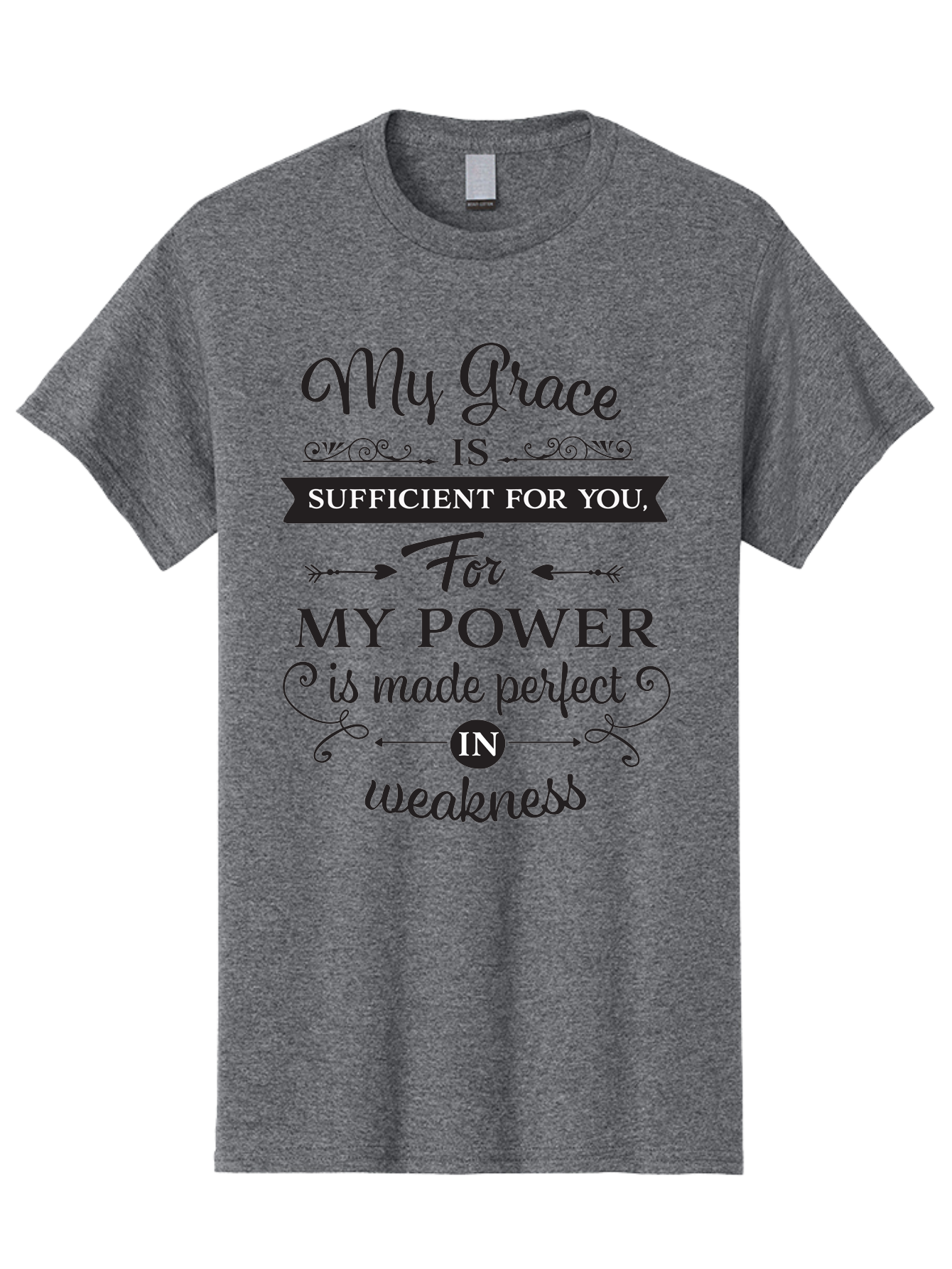 My-Grace-Is-Sufficient Men'S Graphic Tee, 100% Cotton, Comfortable Casual Summer Wear, Machine Washable, Inspirational Quote, Motivational Words, Faith-Based Message, Spiritual Guidance, Encouraging Scripture, Divine Love, Sacred Text, Aad038