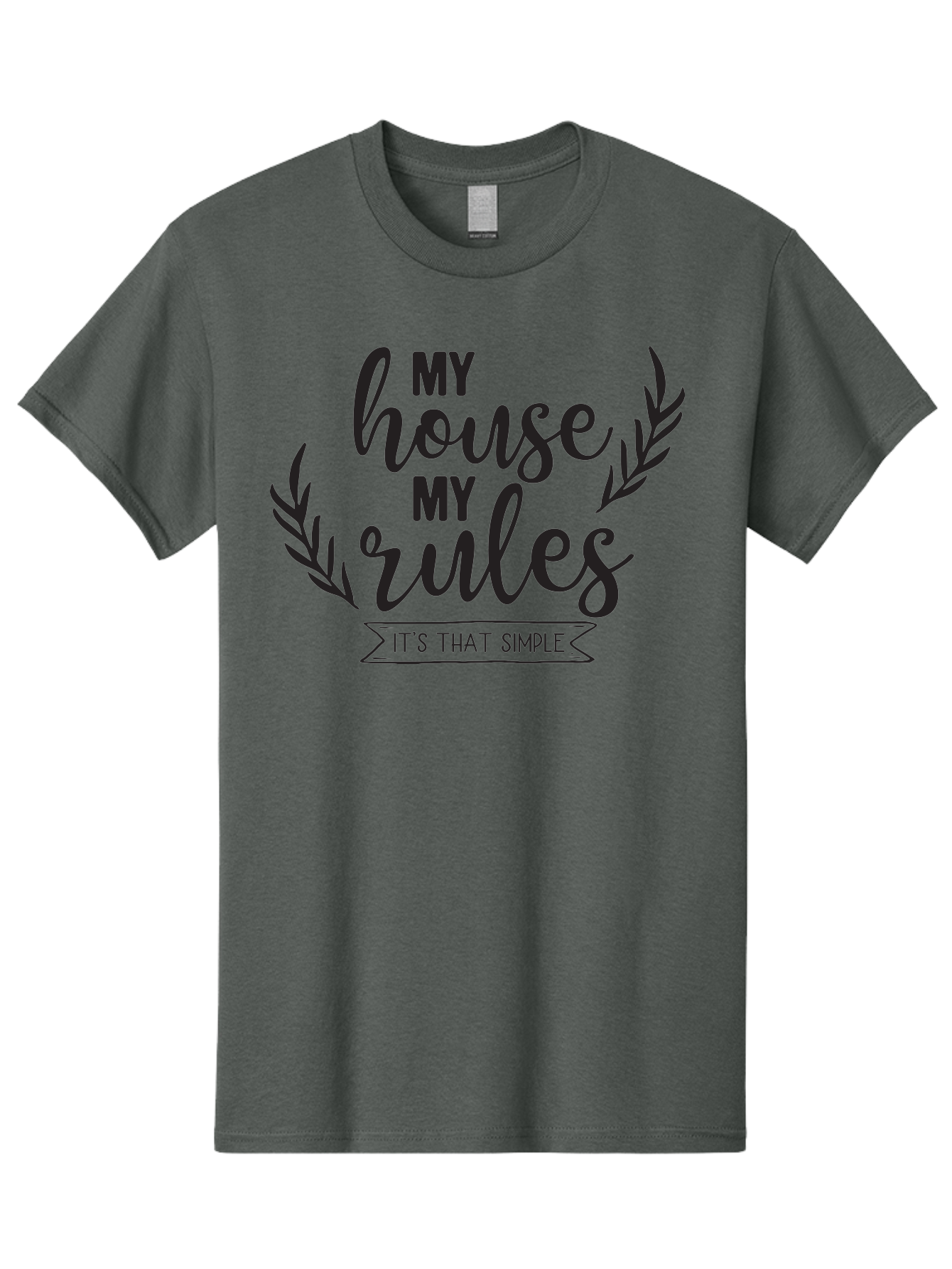 My-House-My-Rules Men'S Graphic Tee, 100% Cotton, Comfortable Casual Summer Wear, Machine Washable, House Rules, Simple Living, Home Decor, Wall Art, Inspirational Quotes, Motivational Phrases, Home Sweet Home, Positive Vibes Aad040