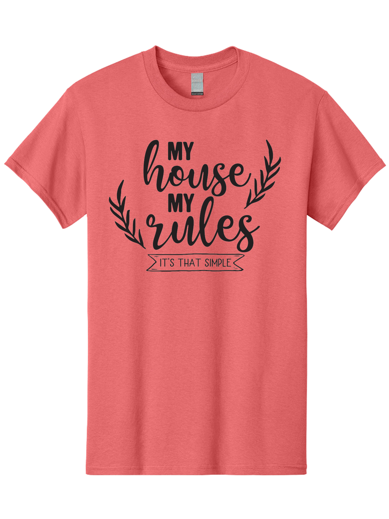 My-House-My-Rules Men'S Graphic Tee, 100% Cotton, Comfortable Casual Summer Wear, Machine Washable, House Rules, Simple Living, Home Decor, Wall Art, Inspirational Quotes, Motivational Phrases, Home Sweet Home, Positive Vibes Aad040